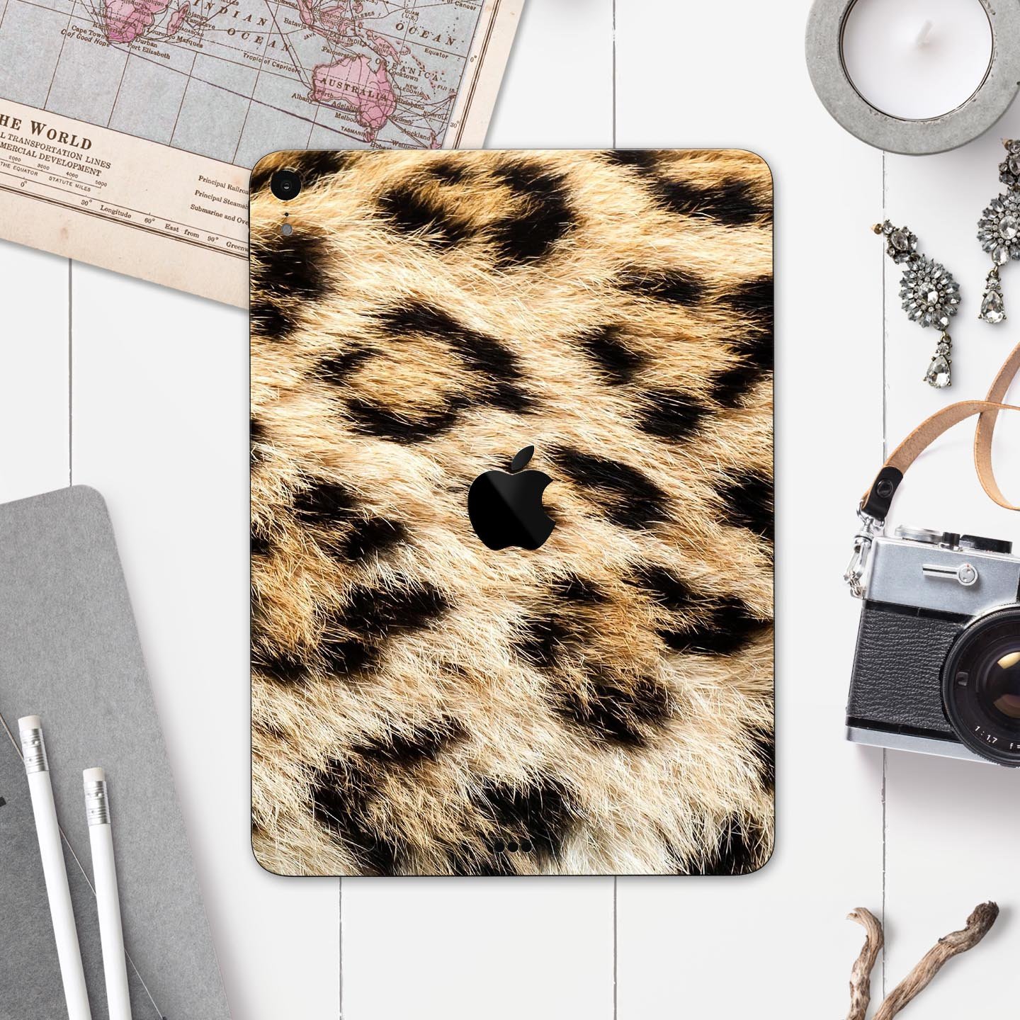 Real Cheetah Animal Print skin decal for Apple iPad, showcasing a vibrant cheetah pattern on a sleek surface.