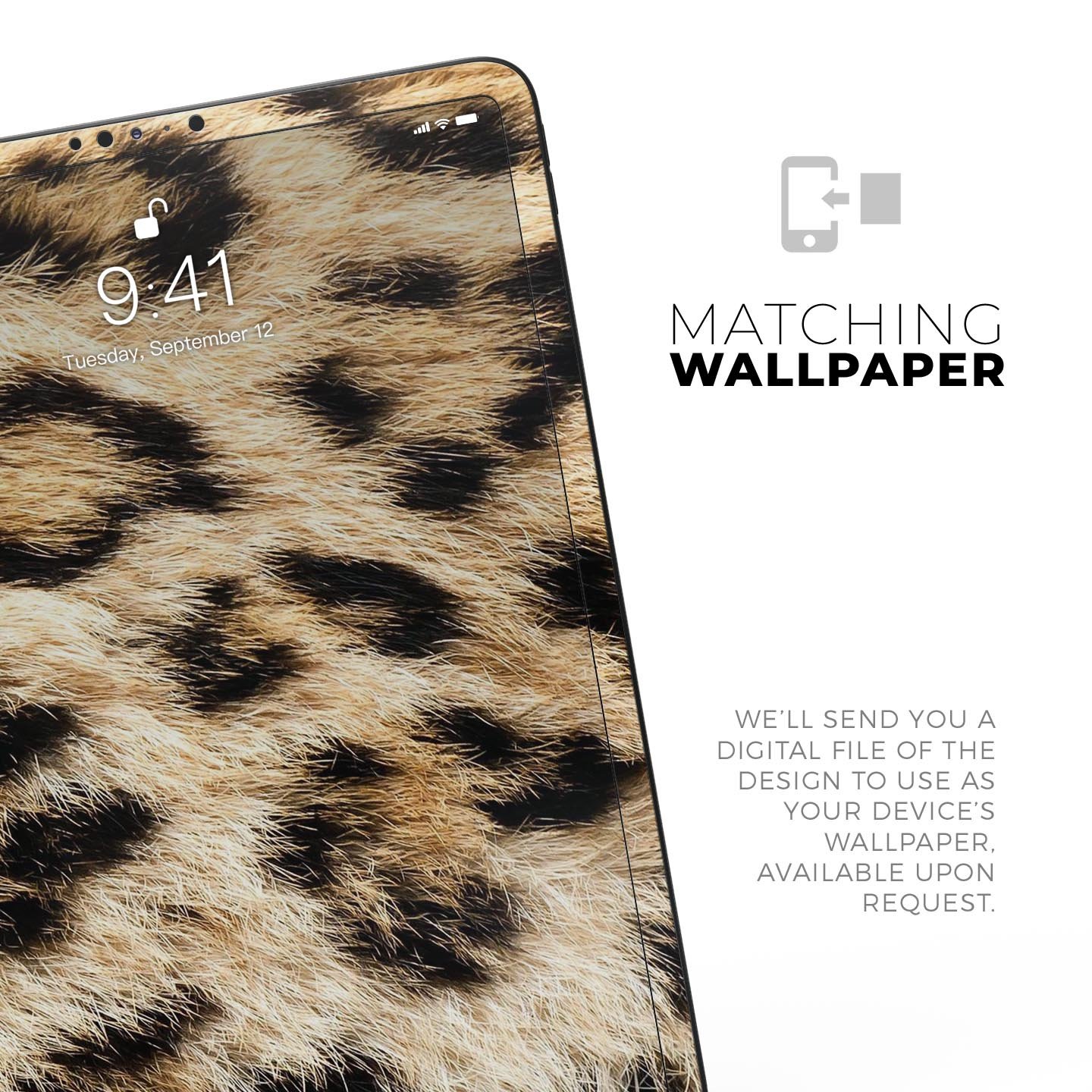 Real Cheetah Animal Print skin decal for Apple iPad, showcasing a vibrant cheetah pattern on a sleek surface.