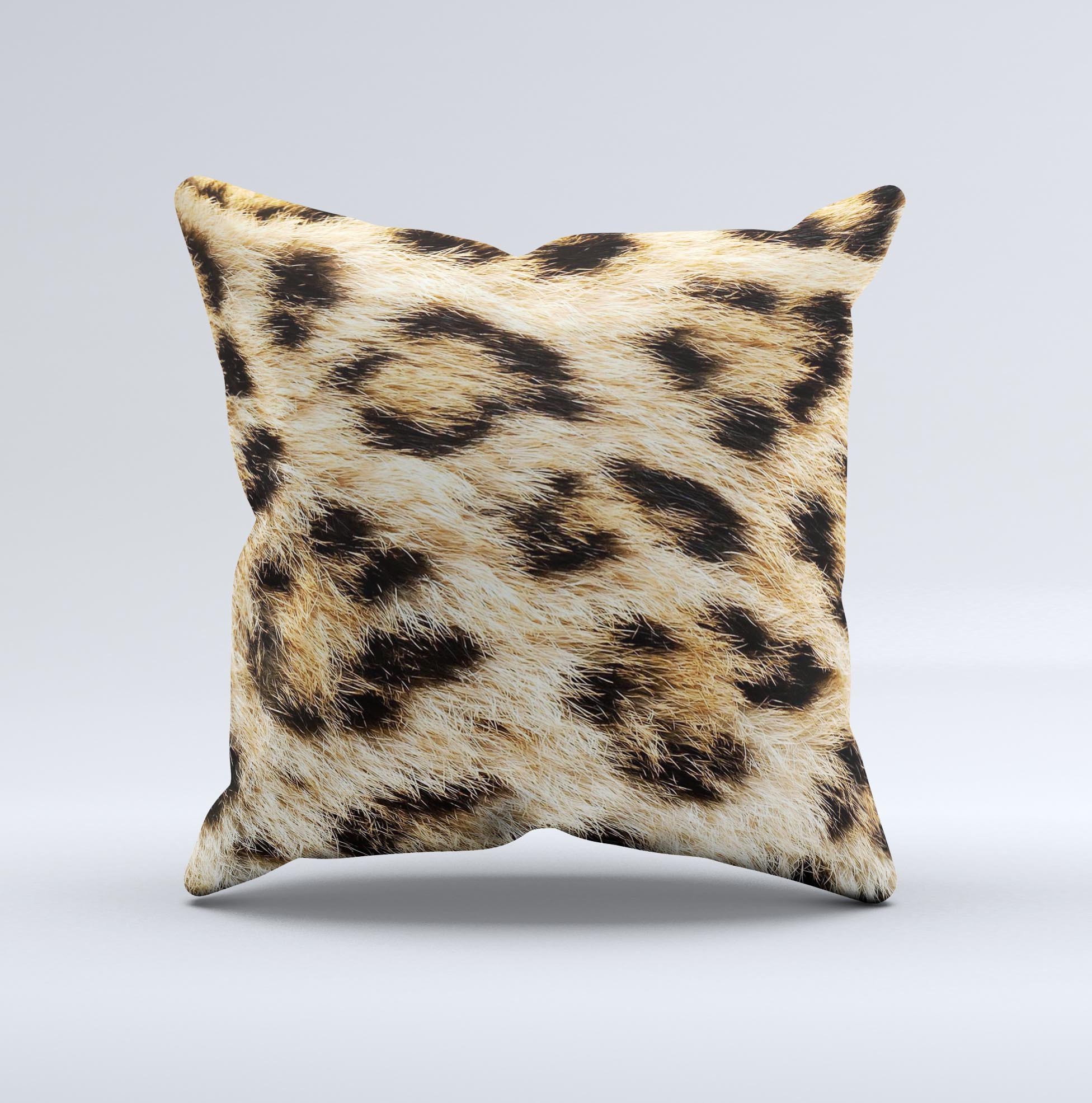 Real Cheetah Animal Print Decorative Throw Pillow with high thread count fabric and unique hand-produced design.