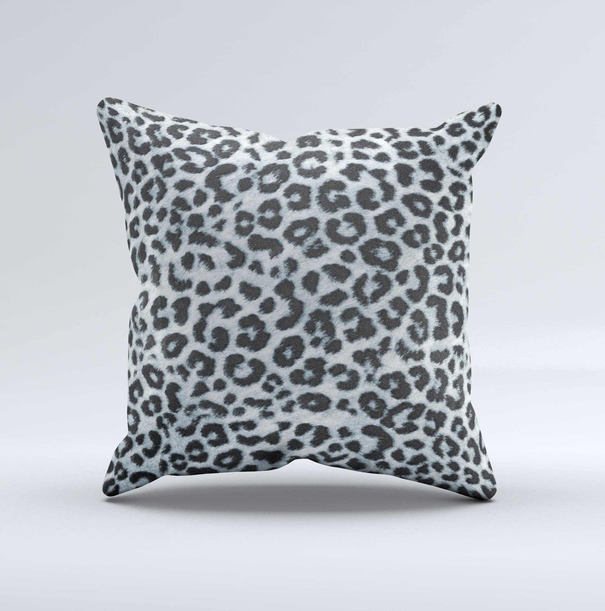 Real Leopard Animal Print Ink-Fuzed Decorative Throw Pillow showcasing a unique leopard pattern on a soft fabric, handcrafted in Virginia.