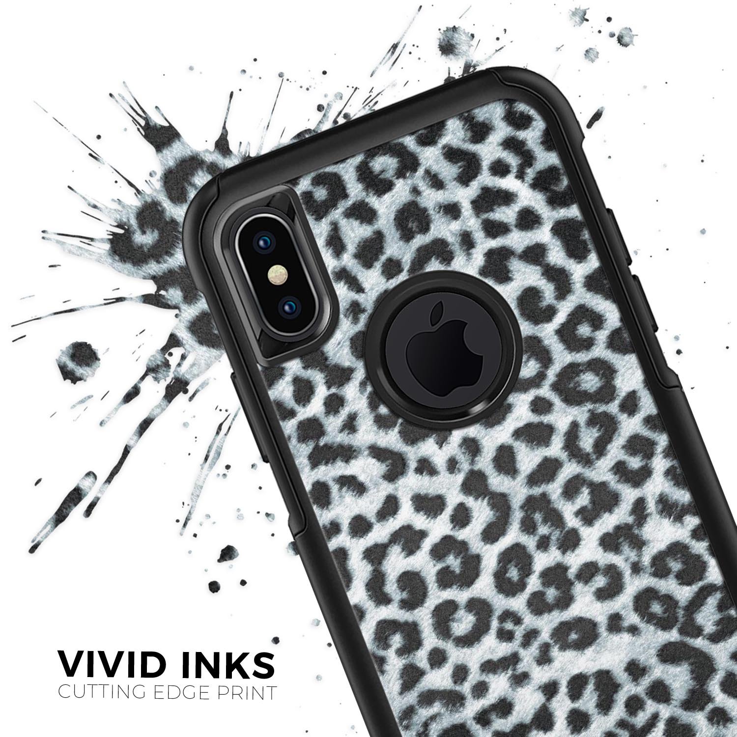 Real Leopard Animal Print Skin Kit for iPhone OtterBox cases, showcasing a stylish leopard design on a protective skin.