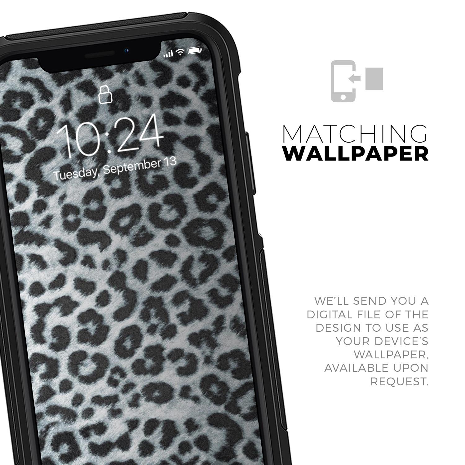 Real Leopard Animal Print Skin Kit for iPhone OtterBox cases, showcasing a stylish leopard design on a protective skin.