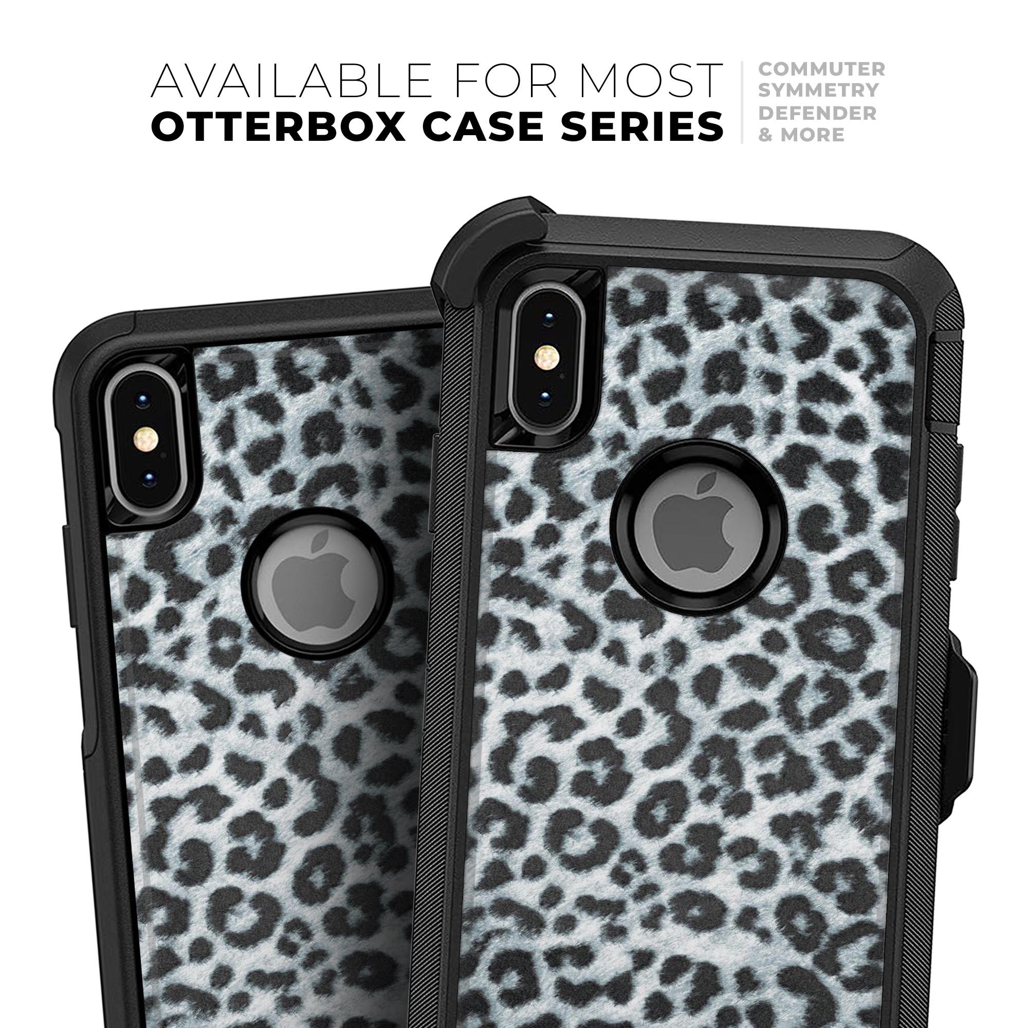 Real Leopard Animal Print Skin Kit for iPhone OtterBox cases, showcasing a stylish leopard design on a protective skin.