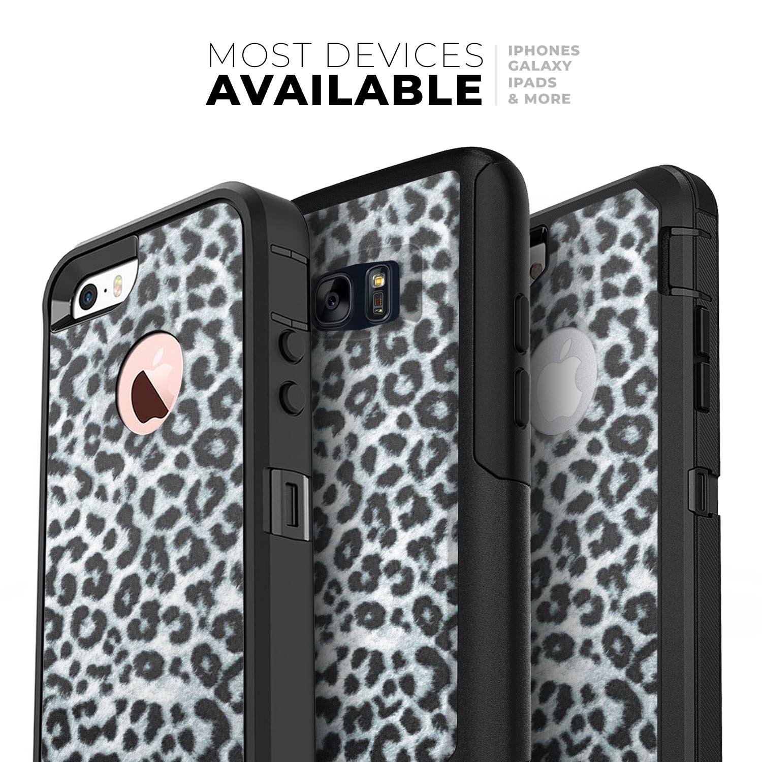 Real Leopard Animal Print Skin Kit for iPhone OtterBox cases, showcasing a stylish leopard design on a protective skin.