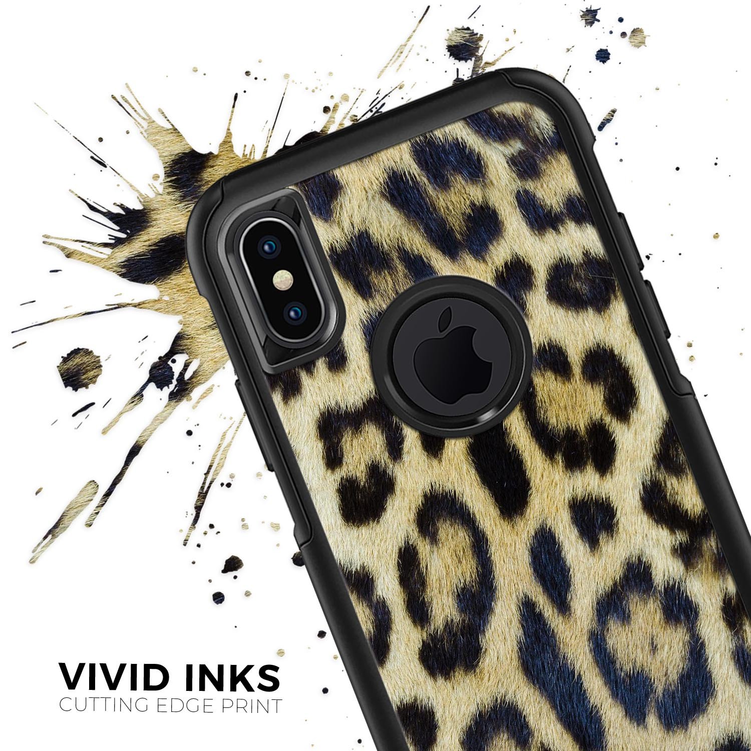 Real Leopard Hide V3 Skin Kit for iPhone OtterBox Cases featuring a stylish leopard print design.