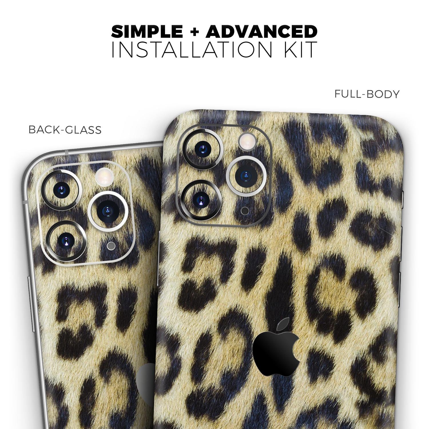 Real Leopard Hide V3 Skin-Kit for Apple iPhone, showcasing a stylish leopard print design on a sleek vinyl surface.