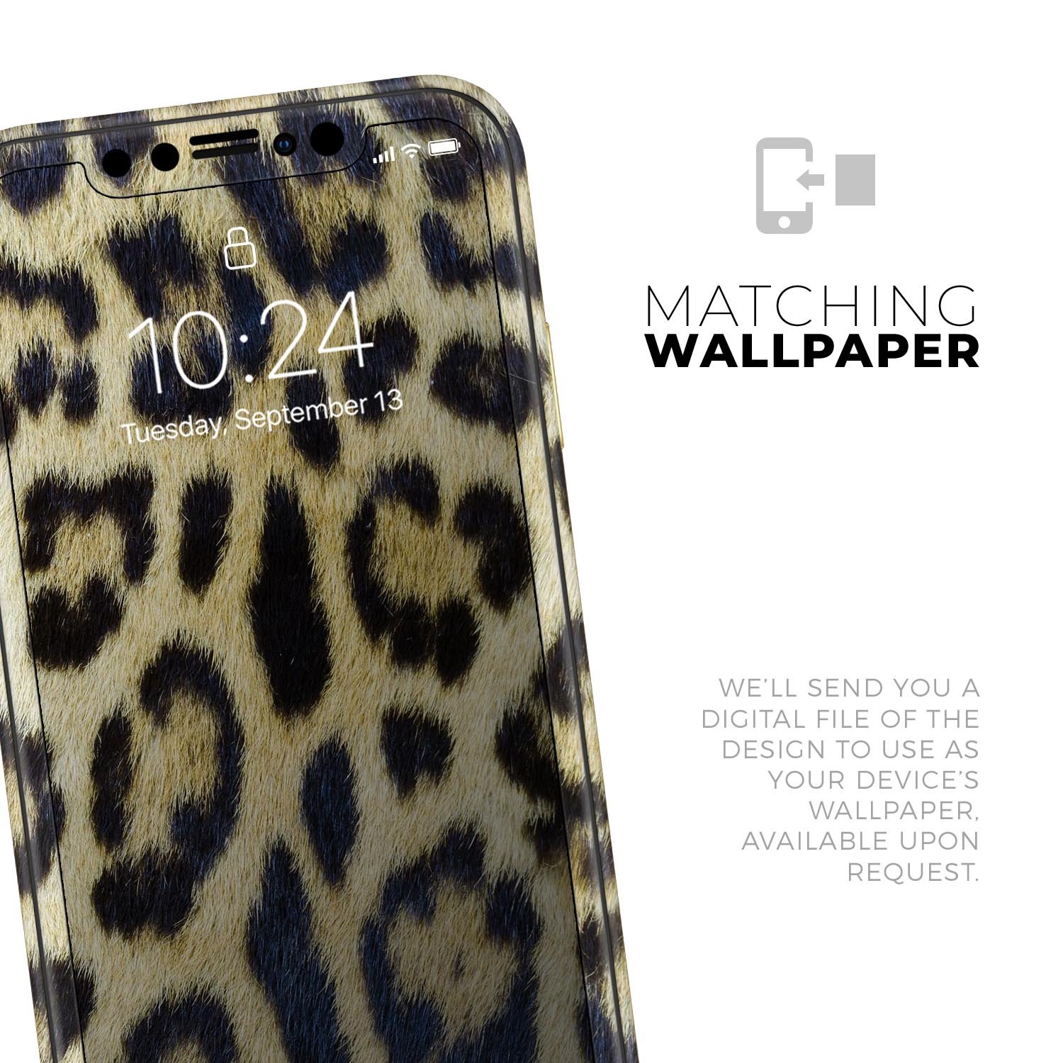 Real Leopard Hide V3 Skin-Kit for Apple iPhone, showcasing a stylish leopard print design on a sleek vinyl surface.