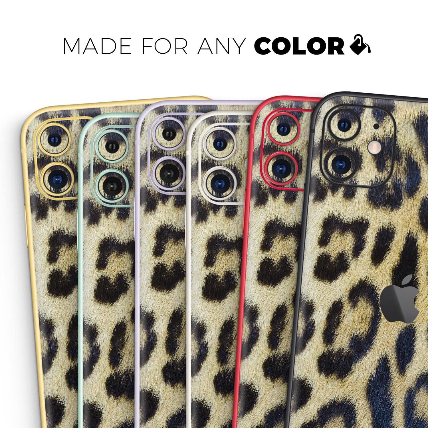 Real Leopard Hide V3 Skin-Kit for Apple iPhone, showcasing a stylish leopard print design on a sleek vinyl surface.