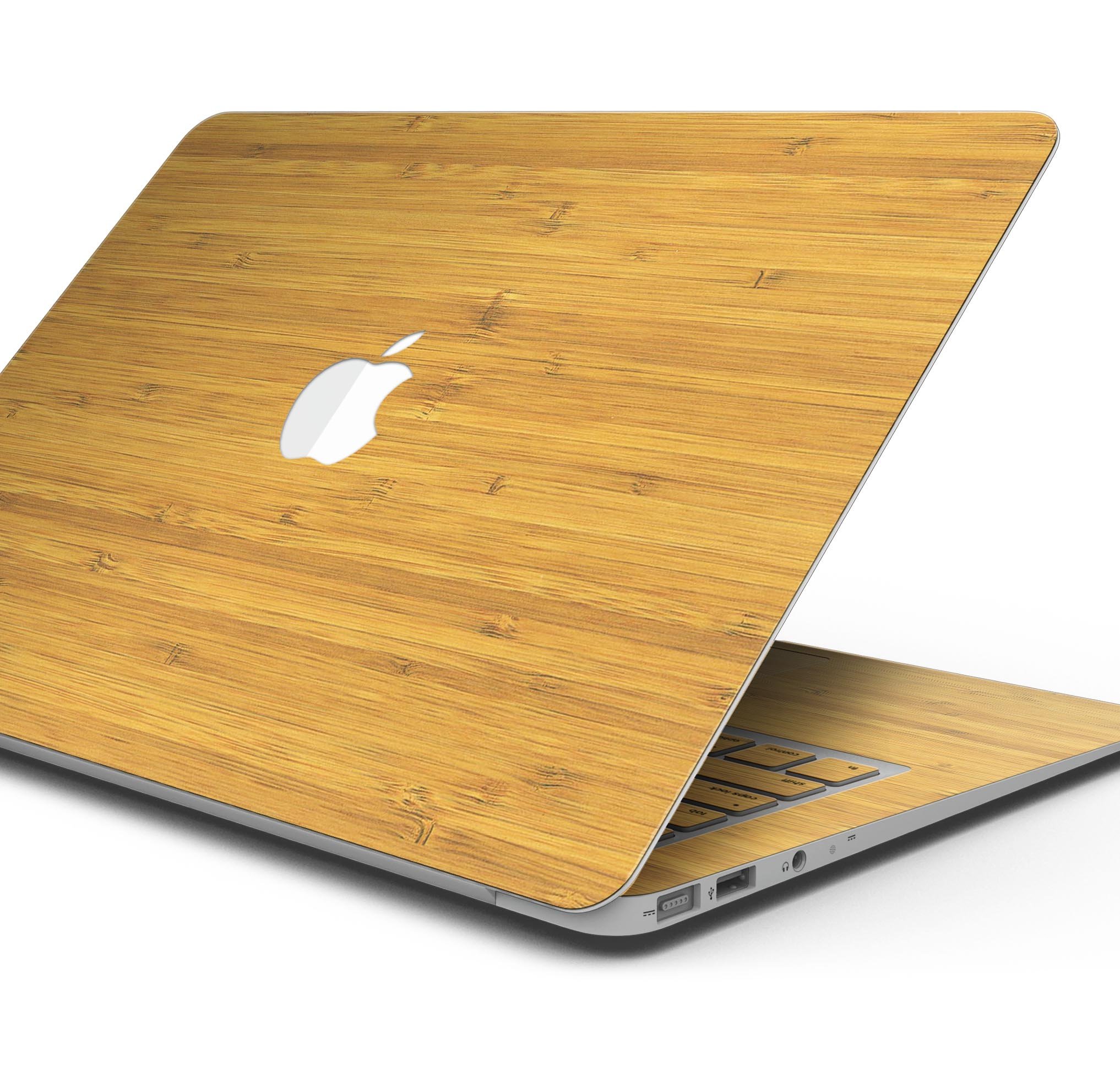 Real Light Bamboo Wood Skin Decal Wrap Kit for MacBook, showcasing a natural wood finish and sleek design.