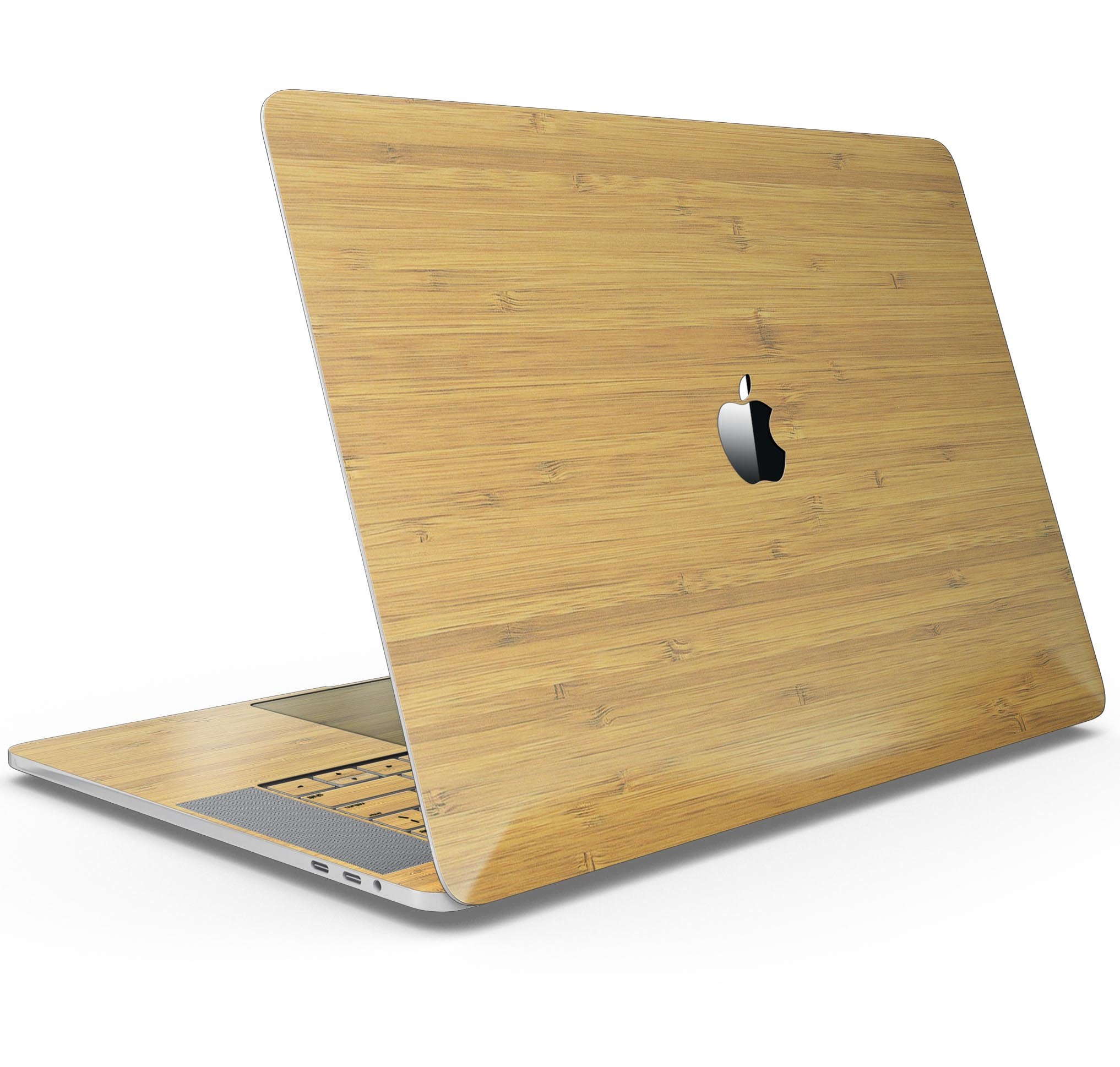 Real Light Bamboo Wood Skin Decal Wrap Kit for MacBook, showcasing a natural wood finish and sleek design.