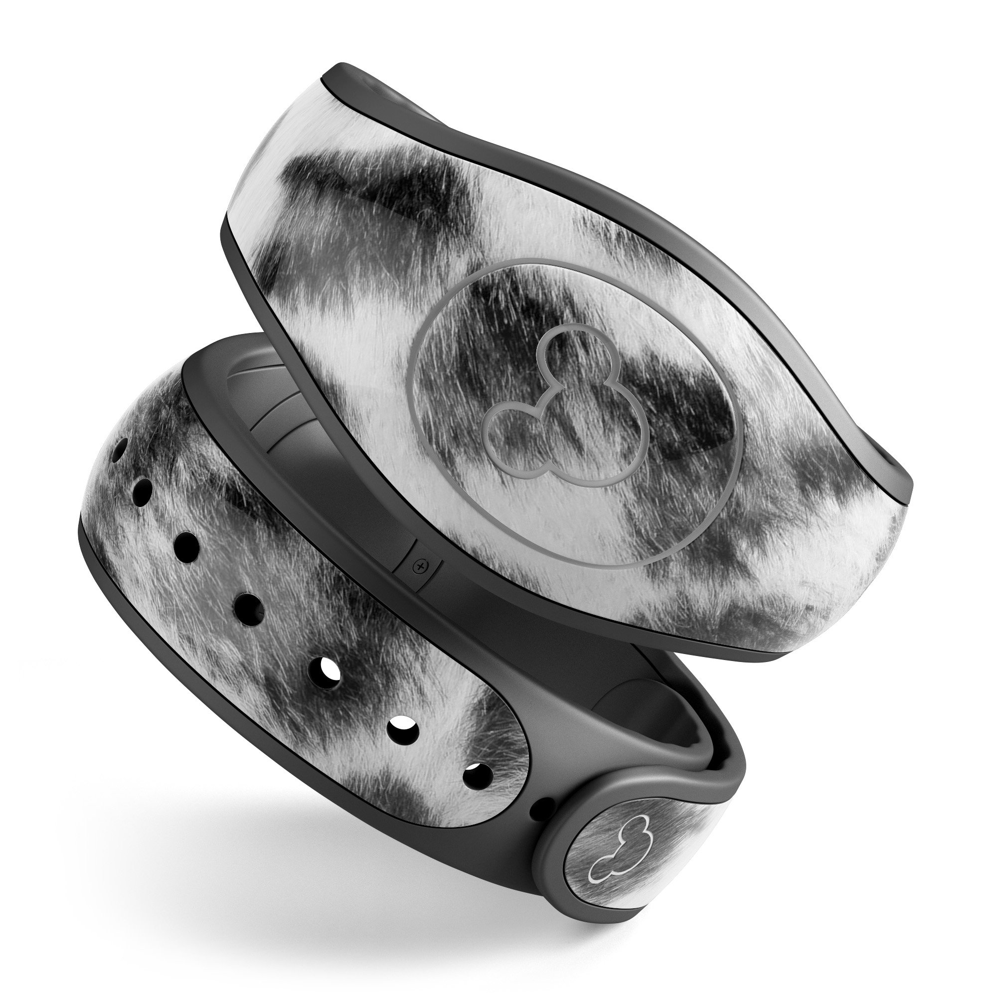 Real Snow Leopard Hide decal skin wrap kit for Disney Magic Band, showcasing a stylish and trendy design.