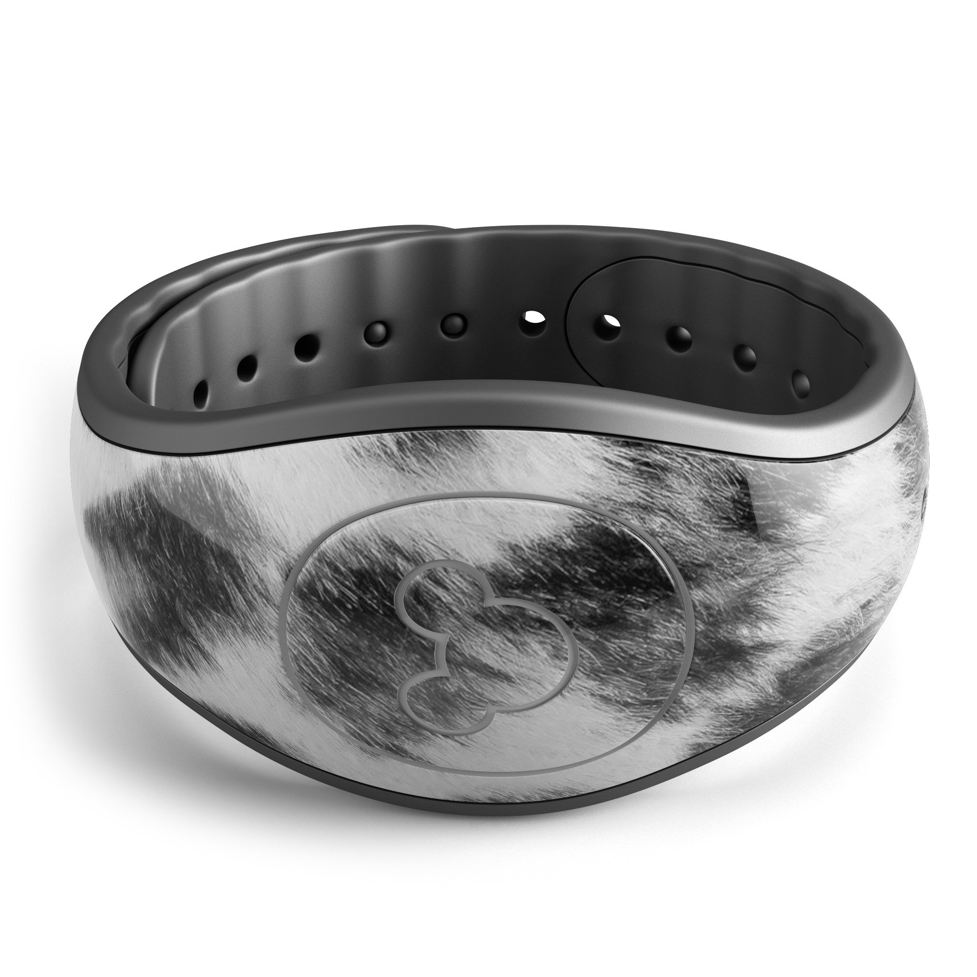 Real Snow Leopard Hide decal skin wrap kit for Disney Magic Band, showcasing a stylish and trendy design.