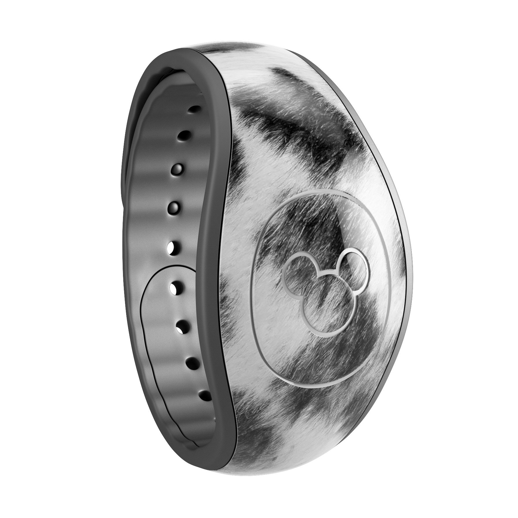 Real Snow Leopard Hide decal skin wrap kit for Disney Magic Band, showcasing a stylish and trendy design.