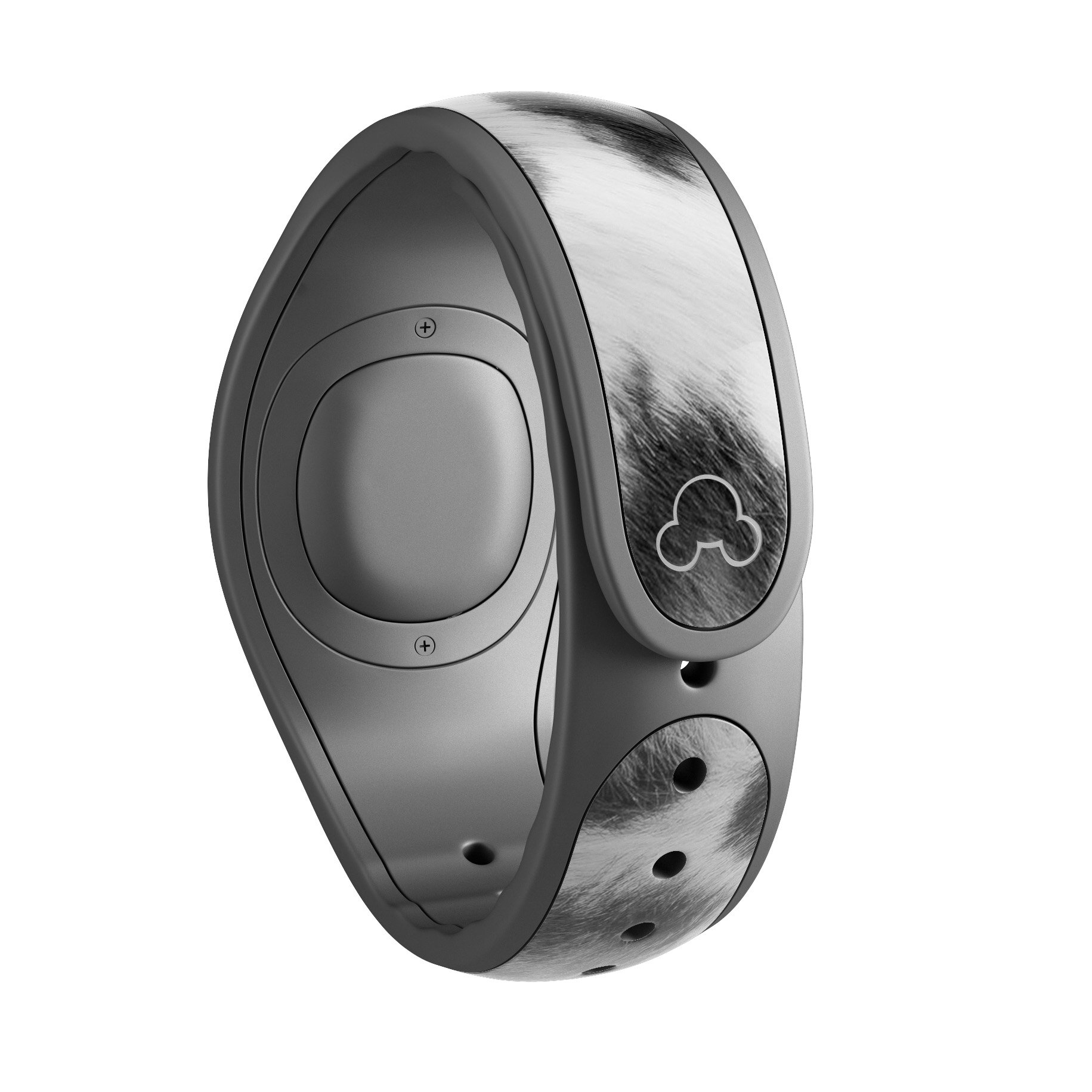 Real Snow Leopard Hide decal skin wrap kit for Disney Magic Band, showcasing a stylish and trendy design.