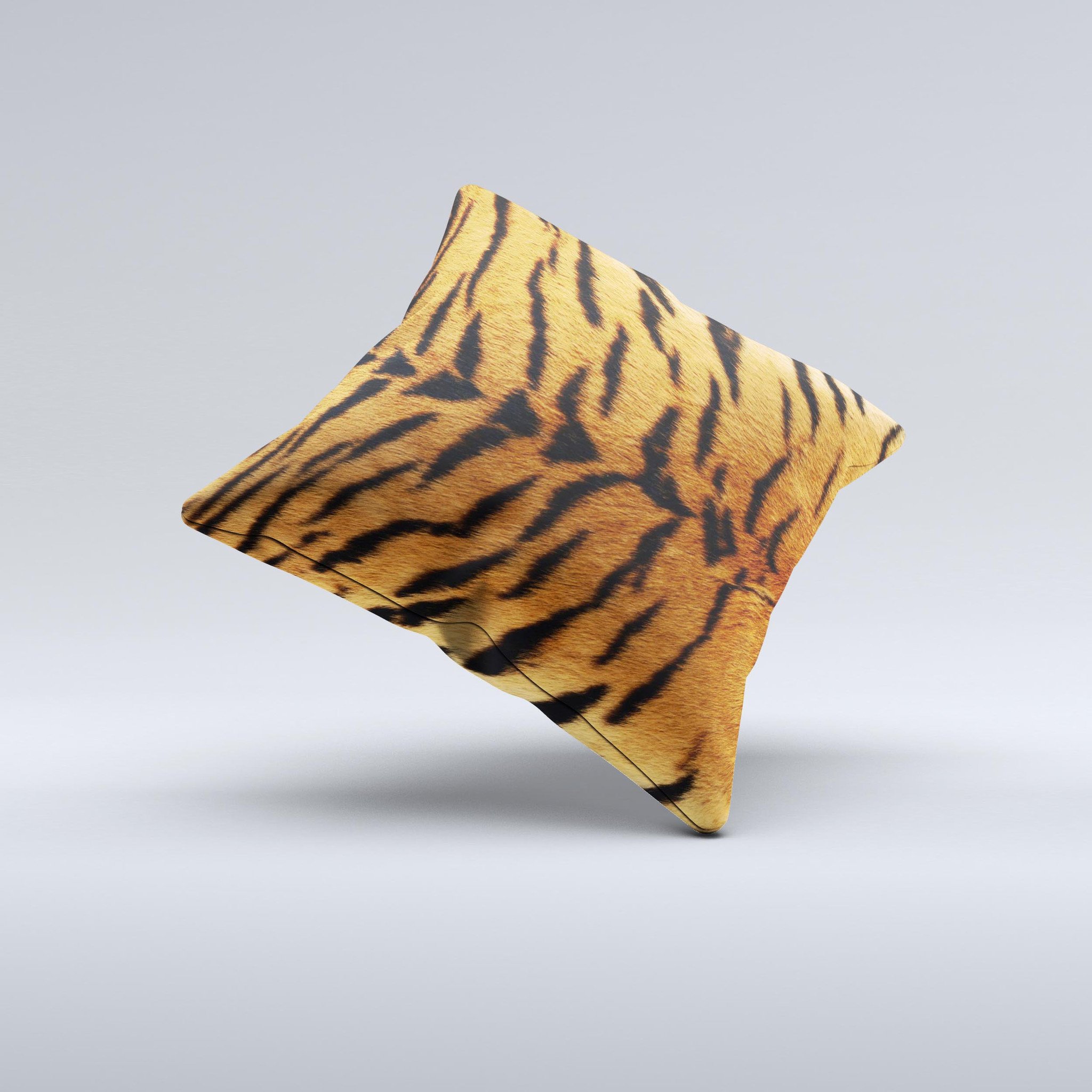 Real Tiger Print Texture Ink-Fuzed Decorative Throw Pillow showcasing a vibrant tiger print design, handcrafted with high-quality materials.