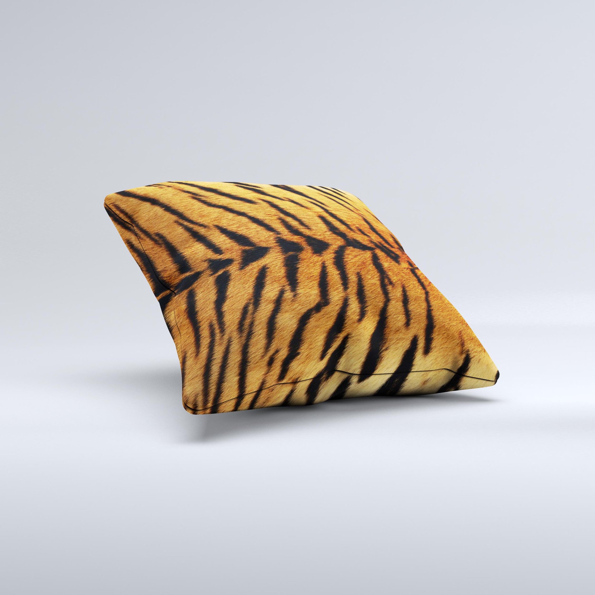 Real Tiger Print Texture Ink-Fuzed Decorative Throw Pillow showcasing a vibrant tiger print design, handcrafted with high-quality materials.