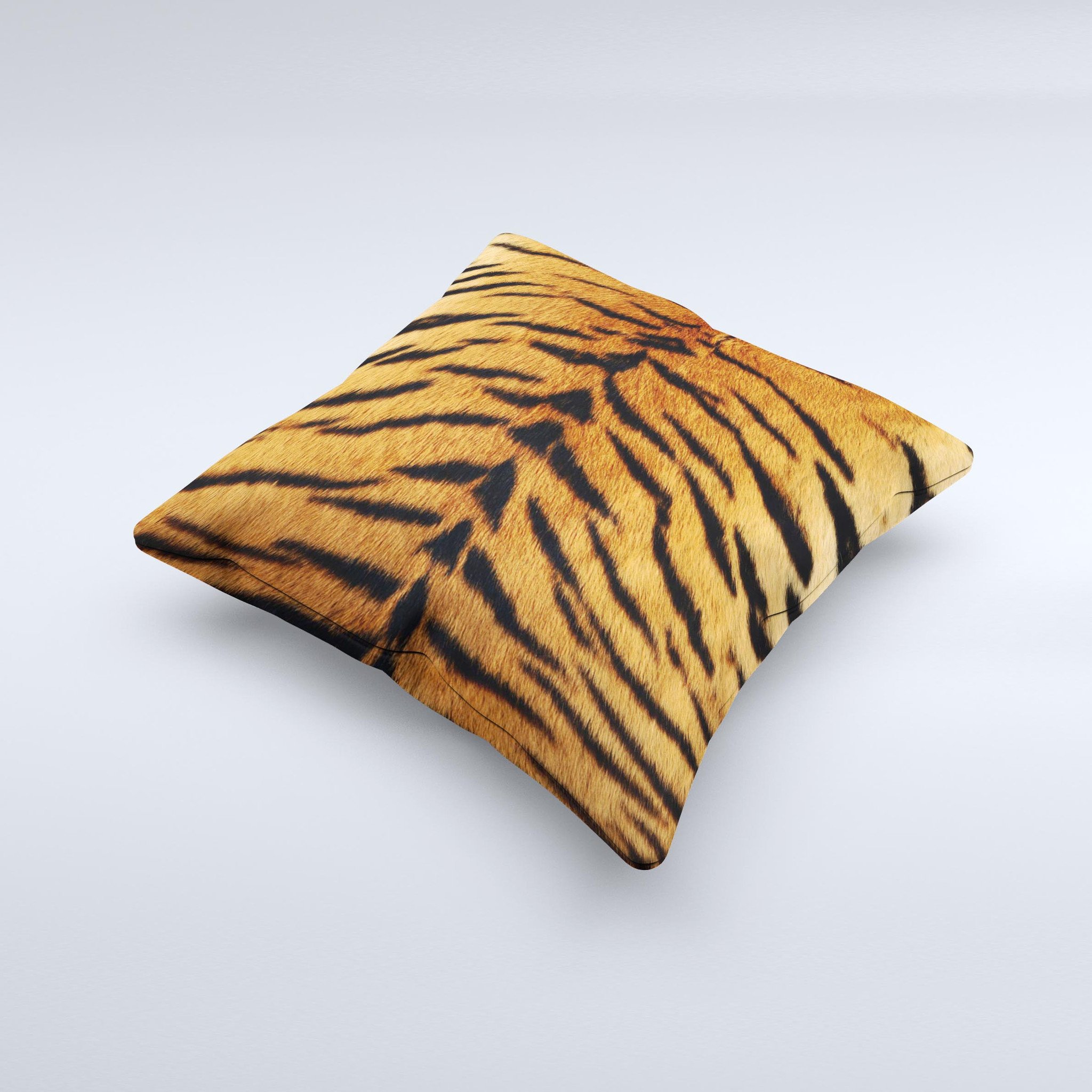 Real Tiger Print Texture Ink-Fuzed Decorative Throw Pillow showcasing a vibrant tiger print design, handcrafted with high-quality materials.