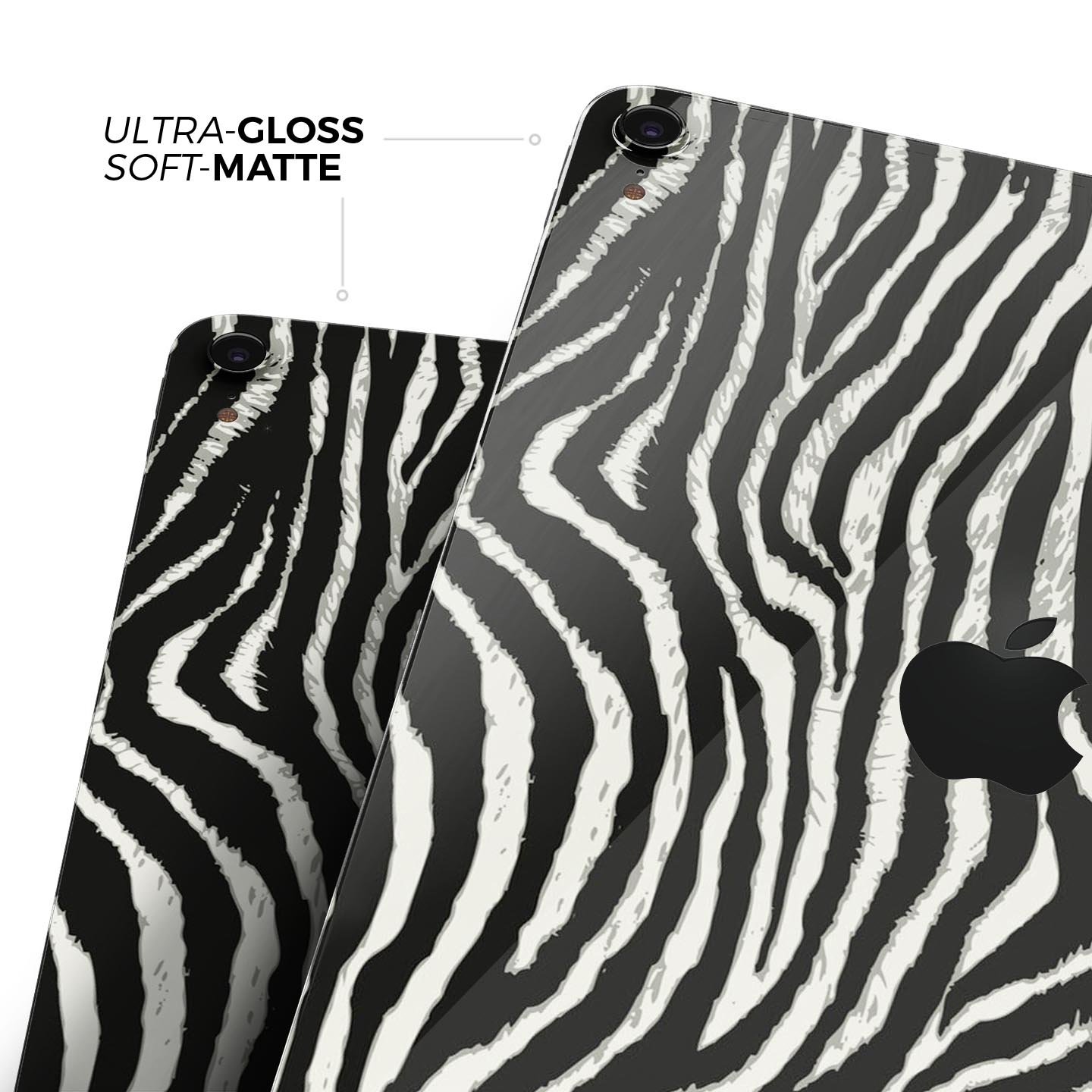 Real Vector Zebra Print skin decal for Apple iPad Pro, showcasing a stylish zebra pattern with a smooth finish.