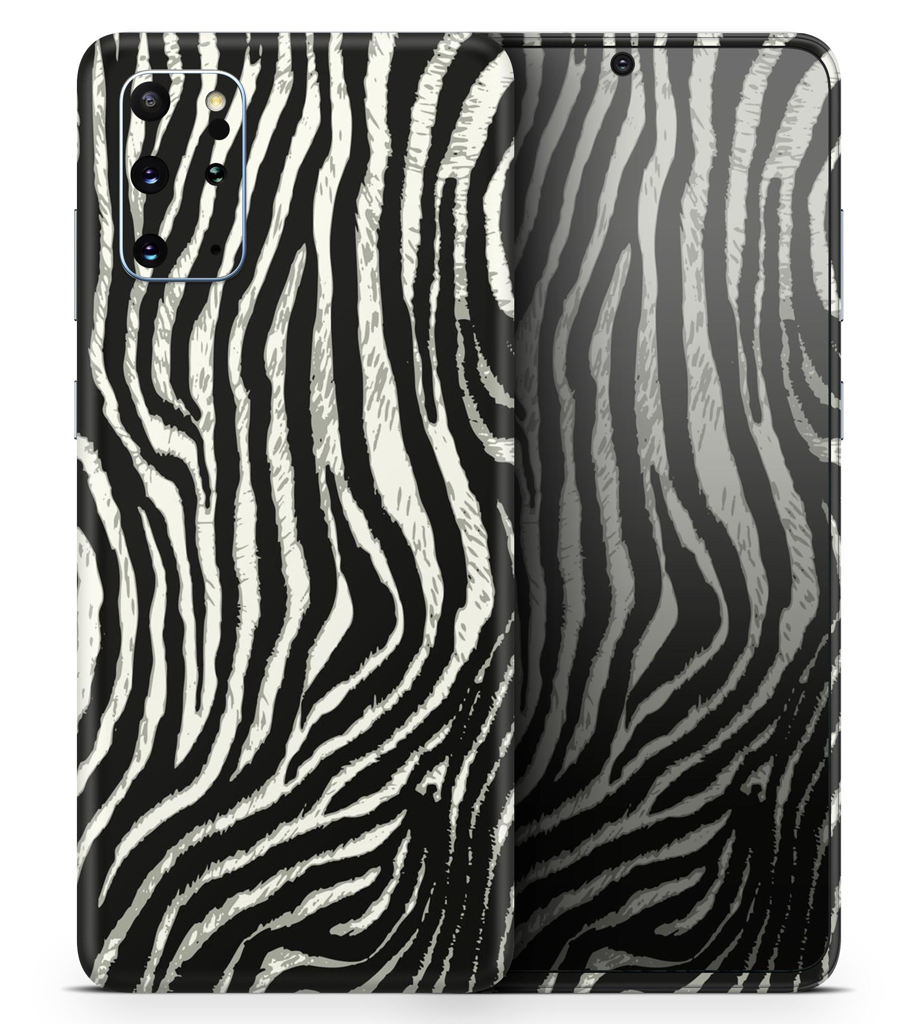 Real Vector Zebra Print Skin-Kit for Samsung Galaxy S-Series, showcasing a stylish zebra pattern on a sleek vinyl surface.