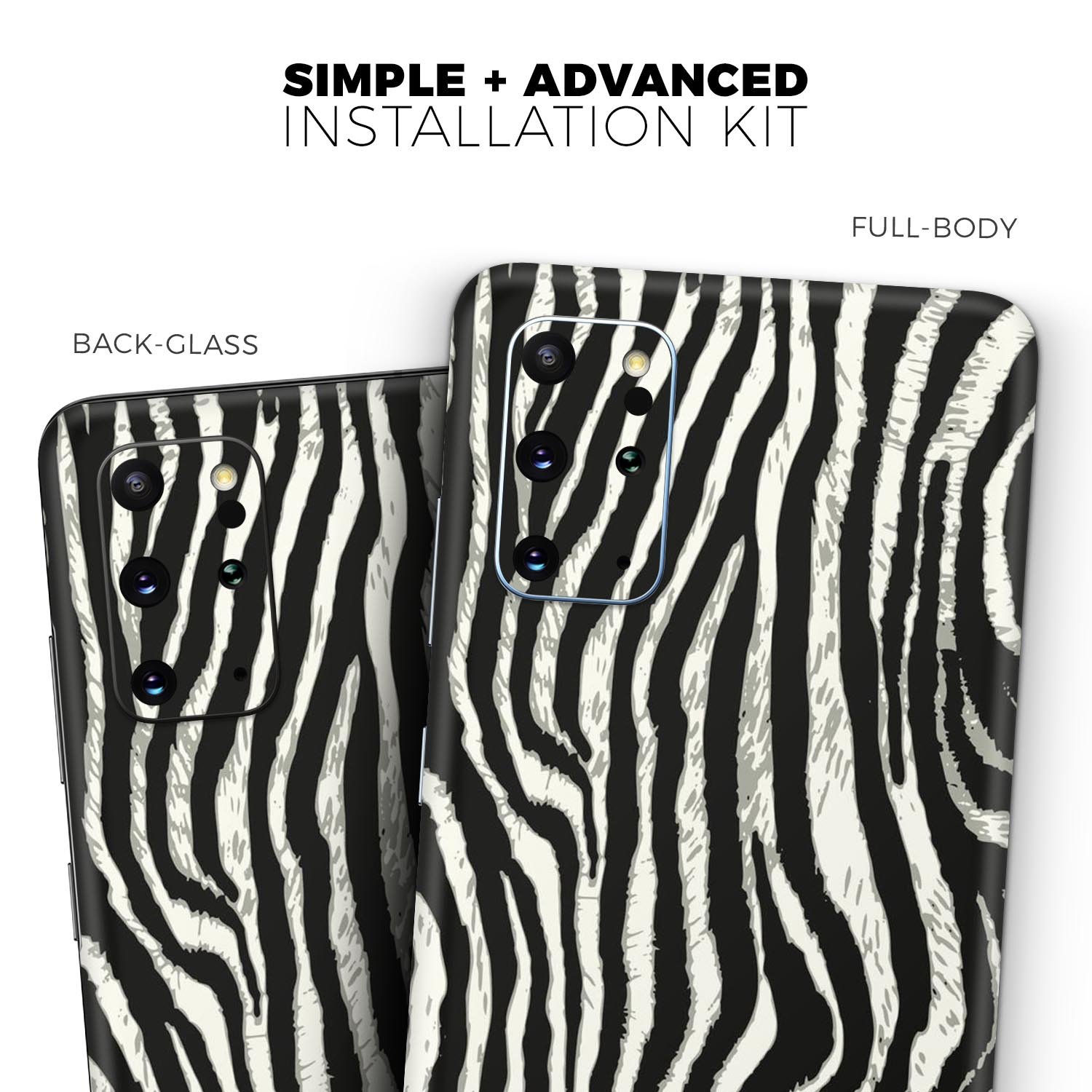 Real Vector Zebra Print Skin-Kit for Samsung Galaxy S-Series, showcasing a stylish zebra pattern on a sleek vinyl surface.