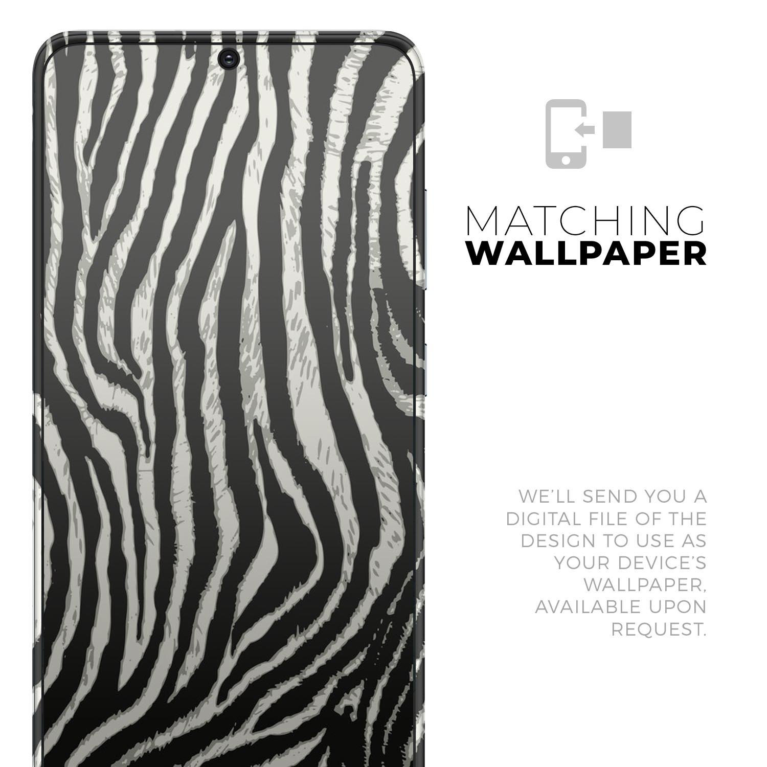 Real Vector Zebra Print Skin-Kit for Samsung Galaxy S-Series, showcasing a stylish zebra pattern on a sleek vinyl surface.