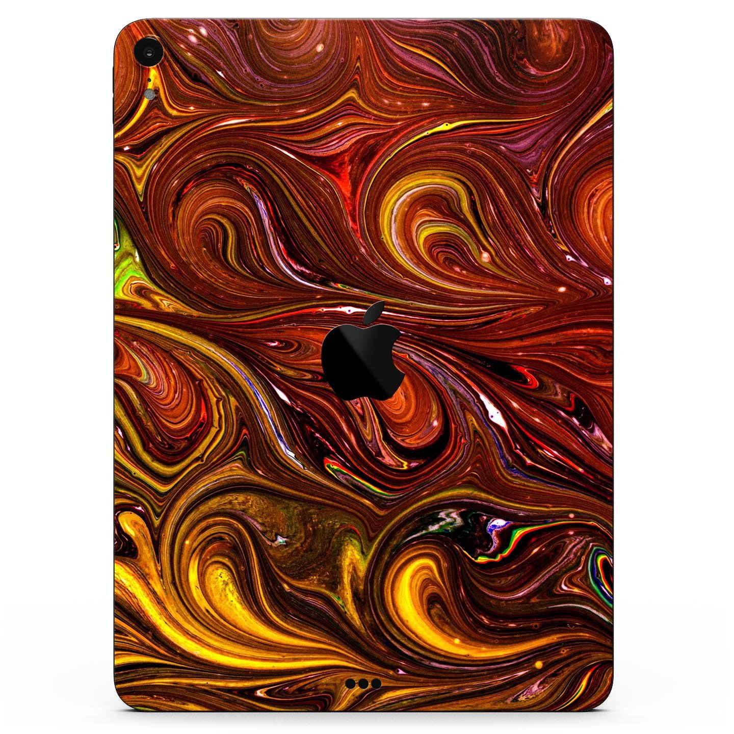 Red Acrylic Swirl Full Body Skin Decal for Apple iPad Pro 12.9", showcasing vibrant colors and a sleek design.