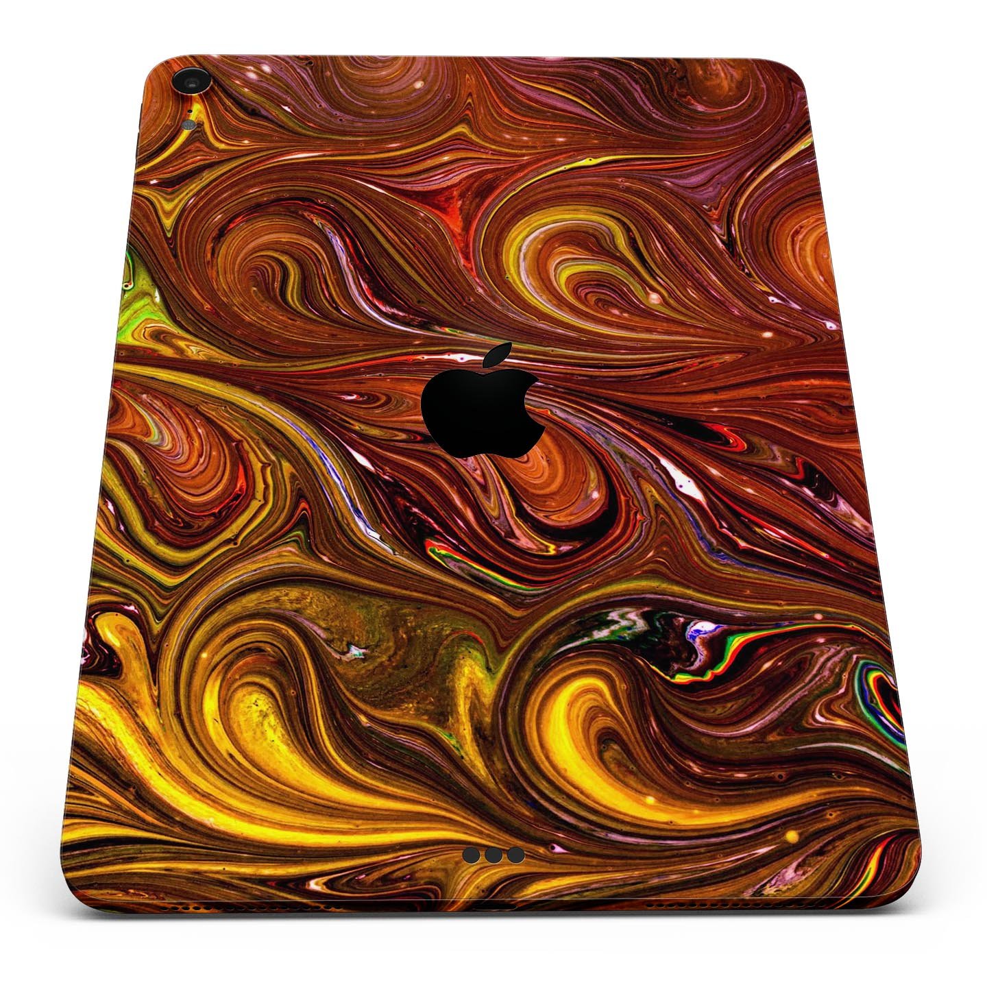 Red Acrylic Swirl Full Body Skin Decal for Apple iPad Pro 12.9", showcasing vibrant colors and a sleek design.