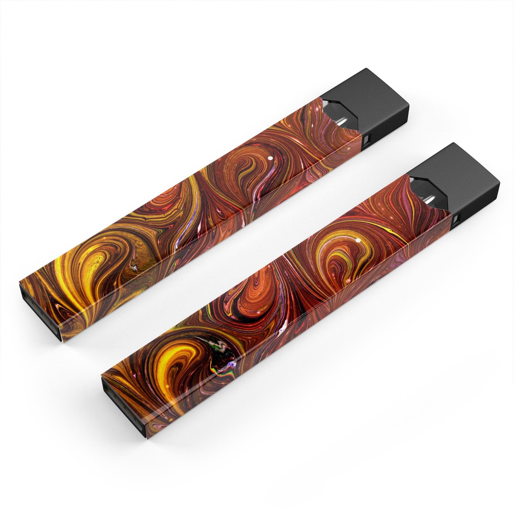 Red Acrylic Swirl skin-wrap sticker designed for JUUL vaping device, showcasing vibrant colors and precision cut for a perfect fit.