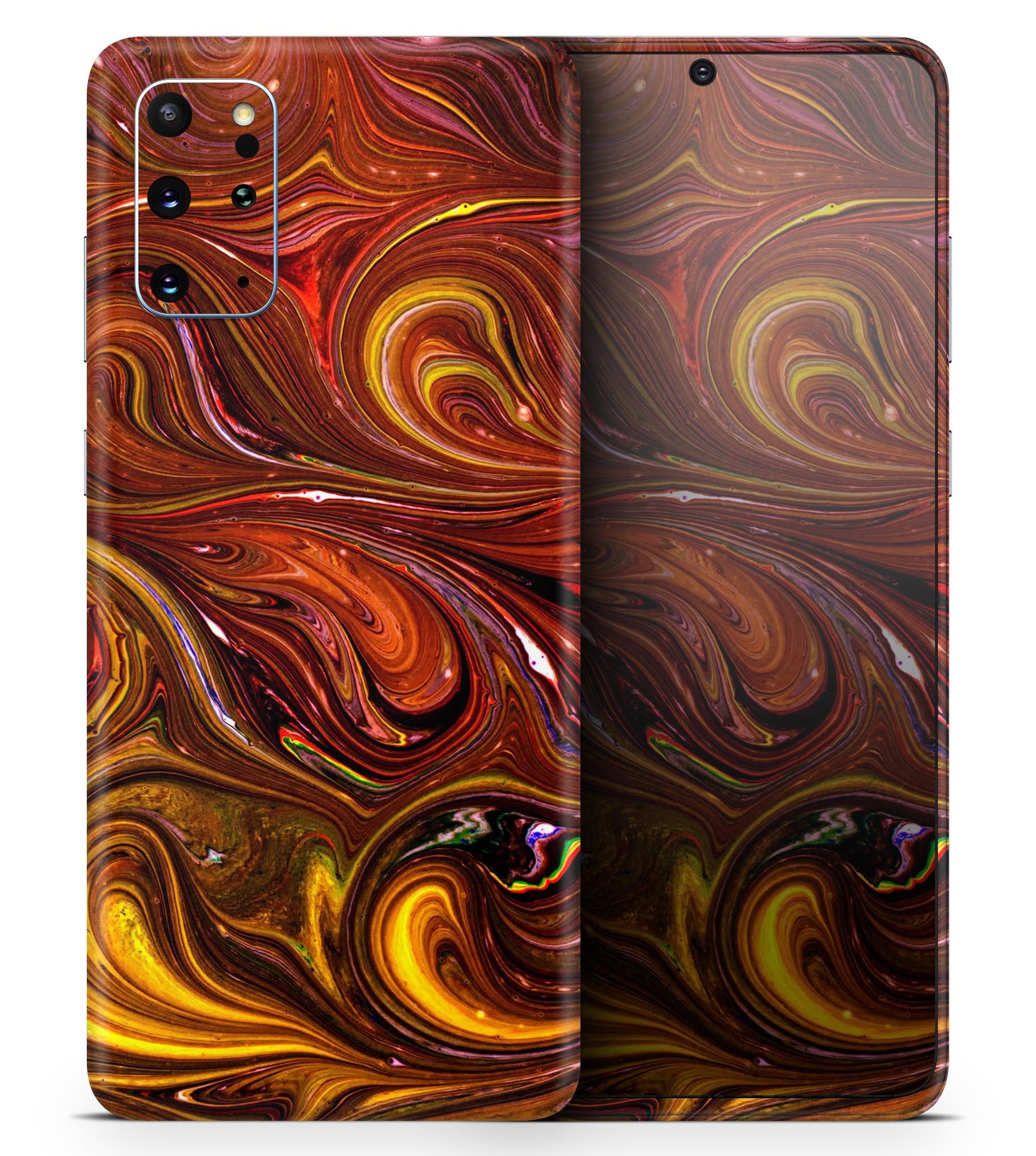 Red Acrylic Swirl Skin-Kit for Samsung Galaxy S20, showcasing vibrant design and premium finish.