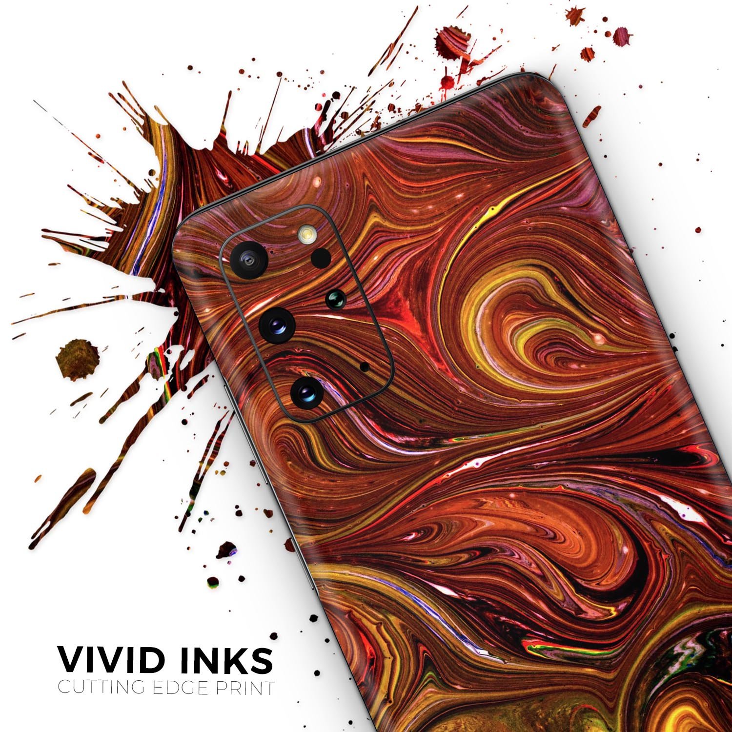 Red Acrylic Swirl Skin-Kit for Samsung Galaxy S20, showcasing vibrant design and premium finish.