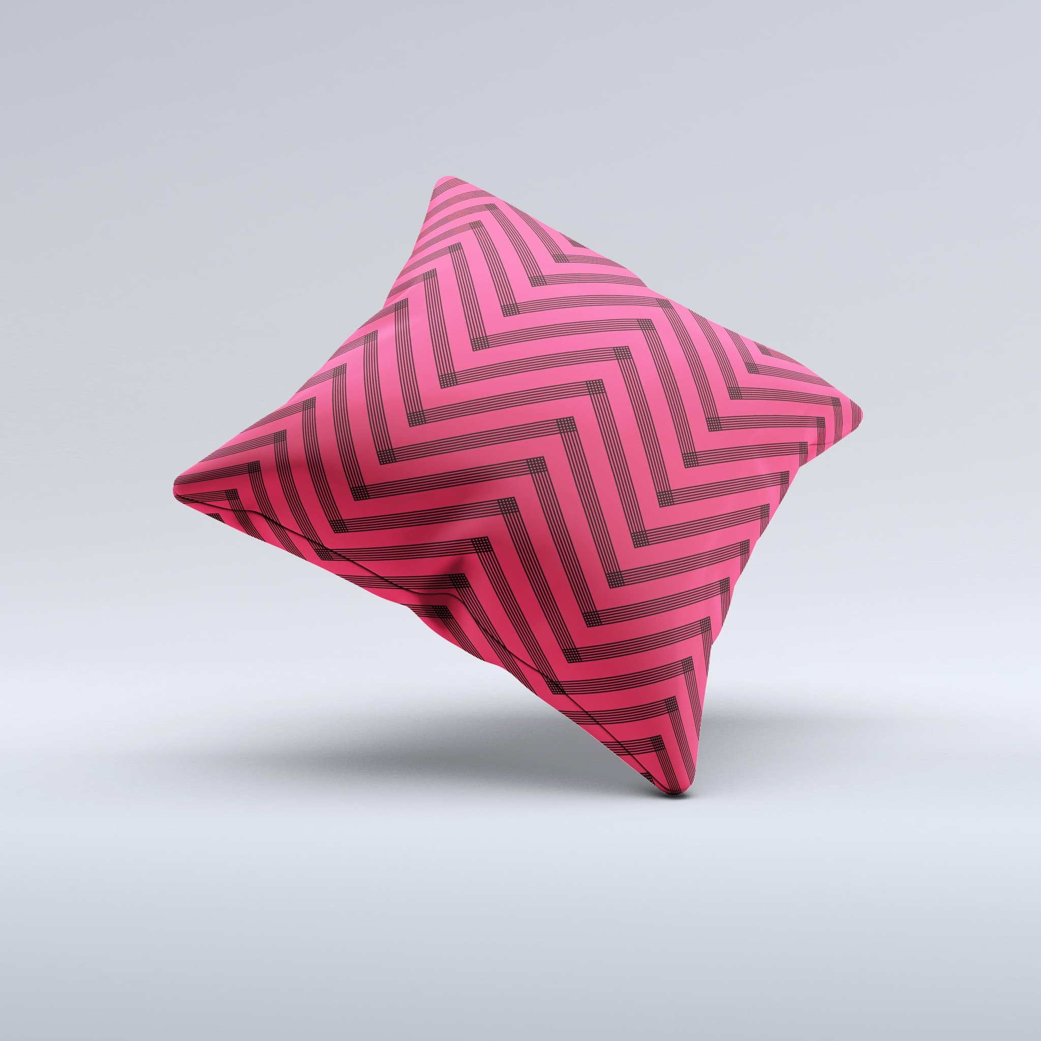 Red and black decorative throw pillow featuring a chevron sketch design, handcrafted in Virginia with high-quality materials.