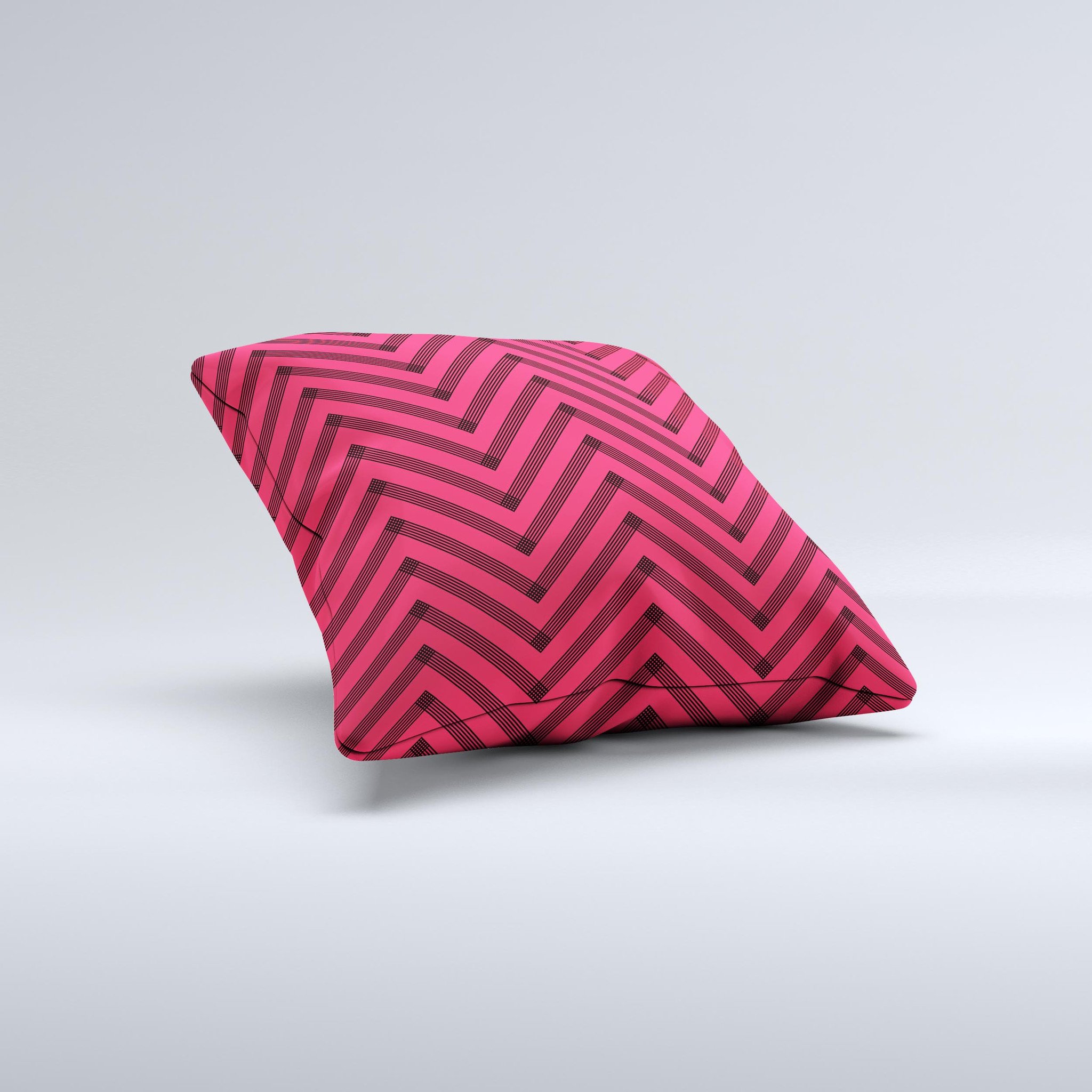 Red and black decorative throw pillow featuring a chevron sketch design, handcrafted in Virginia with high-quality materials.