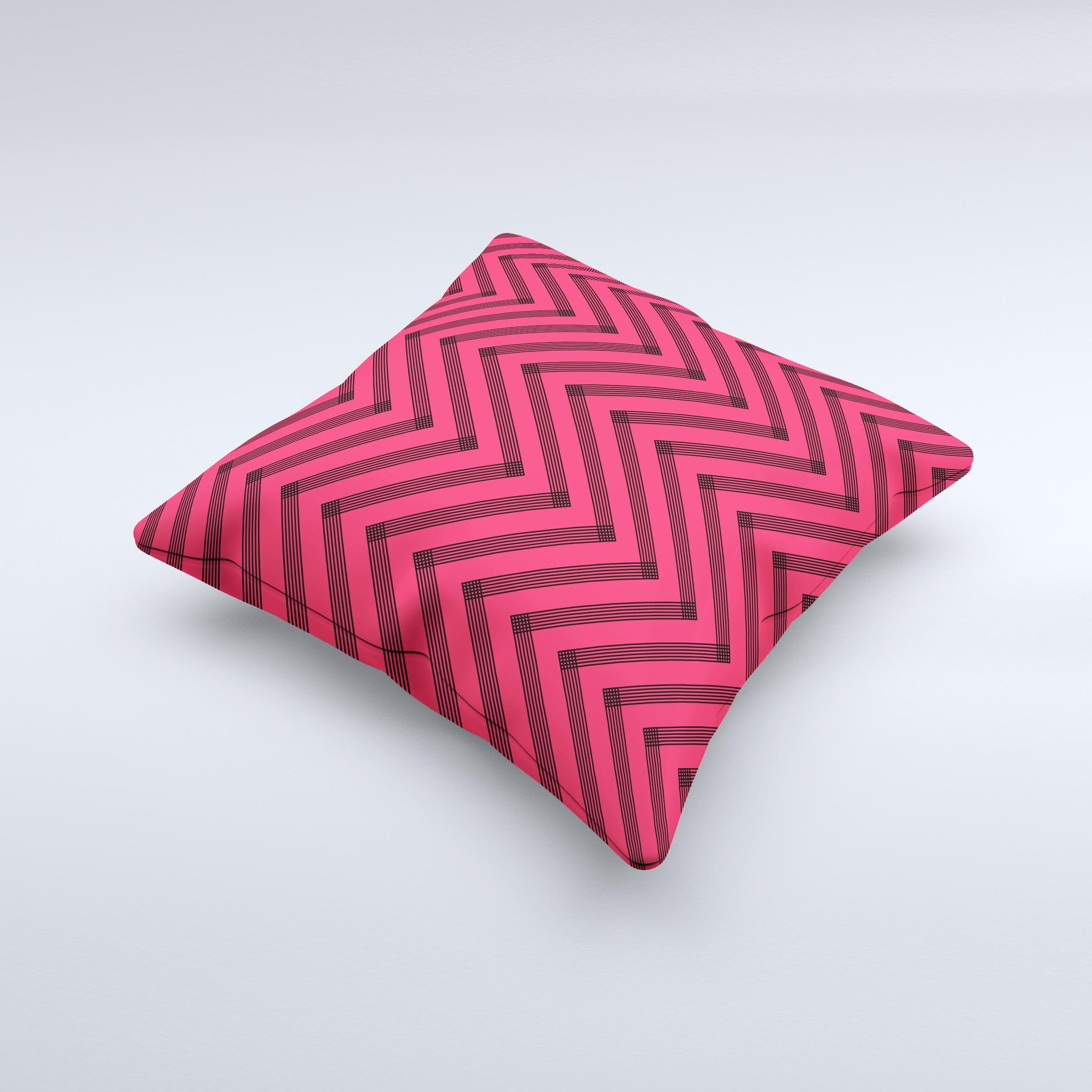 Red and black decorative throw pillow featuring a chevron sketch design, handcrafted in Virginia with high-quality materials.