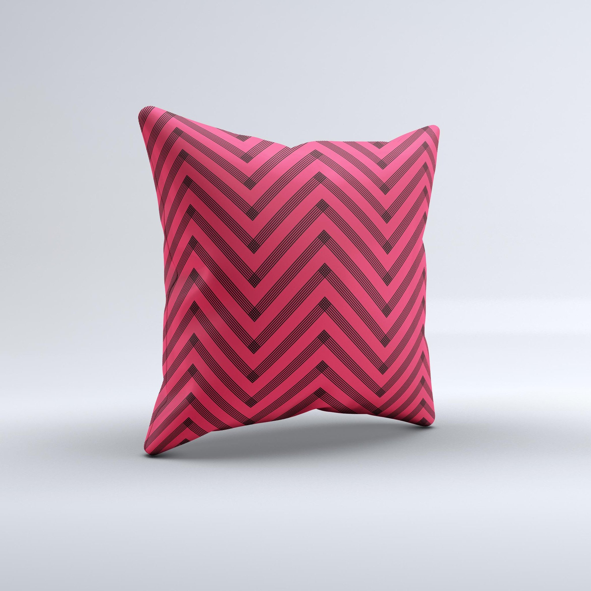 Red and black decorative throw pillow featuring a chevron sketch design, handcrafted in Virginia with high-quality materials.