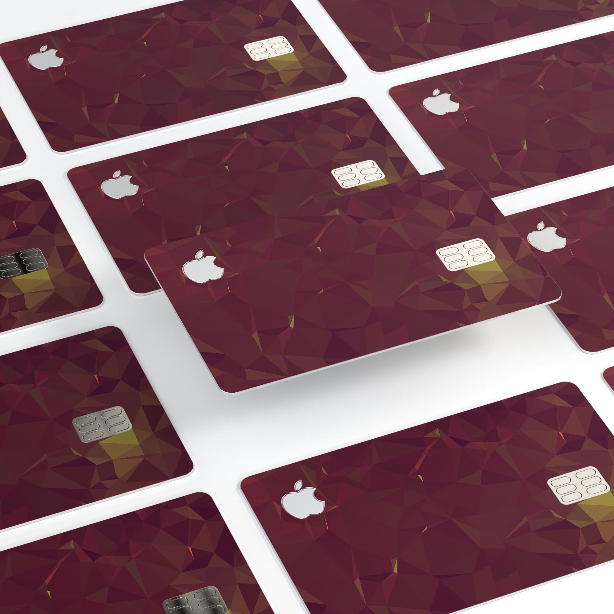 Red Geometric V13 decal skin-kit for Apple Card, showcasing vibrant geometric patterns and premium vinyl material.