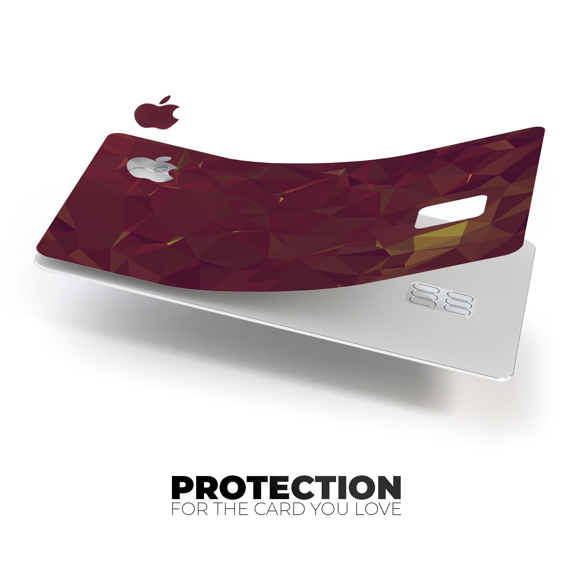 Red Geometric V13 decal skin-kit for Apple Card, showcasing vibrant geometric patterns and premium vinyl material.