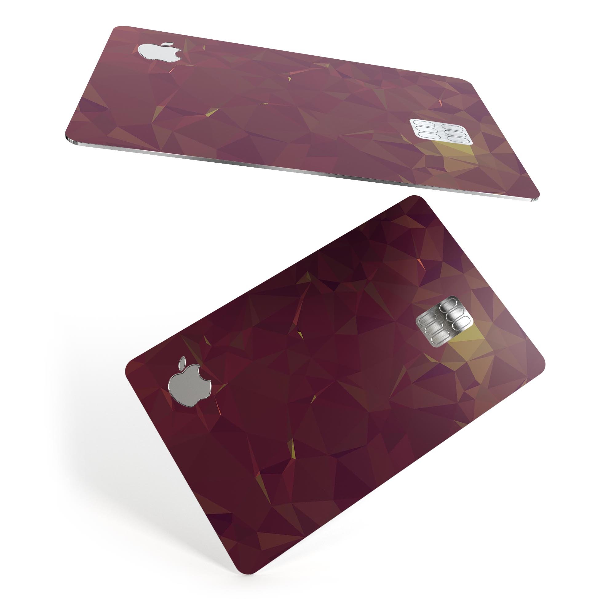 Red Geometric V13 decal skin-kit for Apple Card, showcasing vibrant geometric patterns and premium vinyl material.