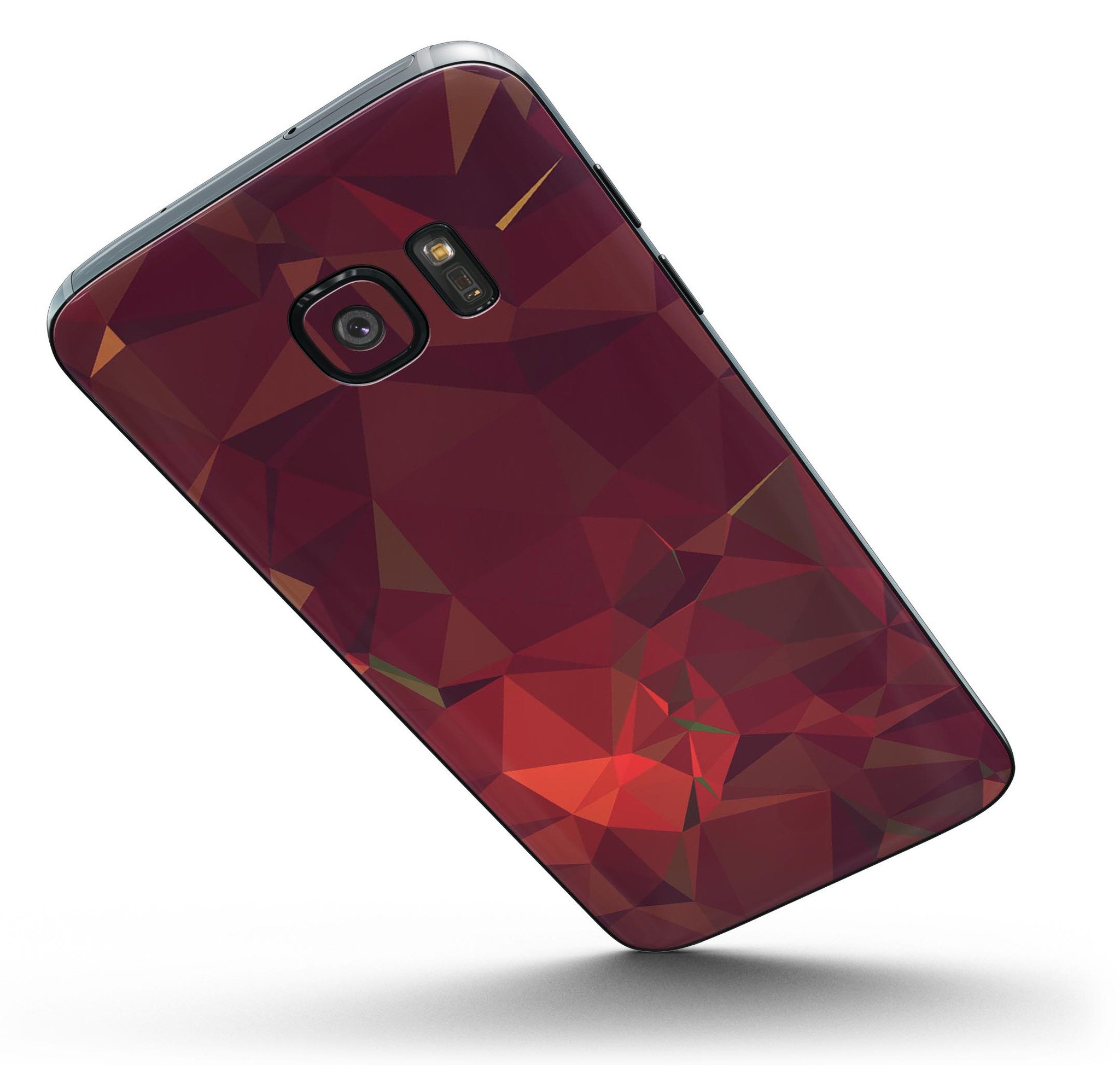 Red Geometric V2 Full Body Skin-Kit for Samsung Galaxy S7 and S7 Edge, showcasing vibrant geometric patterns.