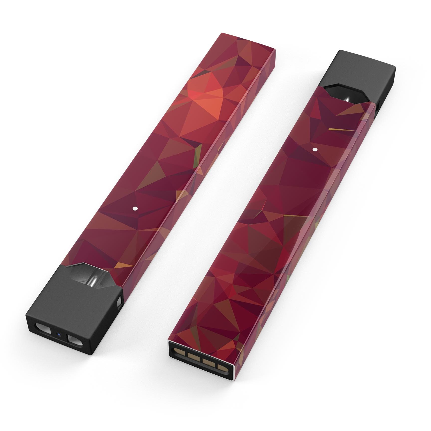 Red Geometric V2 premium decal skin-wrap sticker designed for JUUL vaping device, showcasing vibrant geometric patterns.