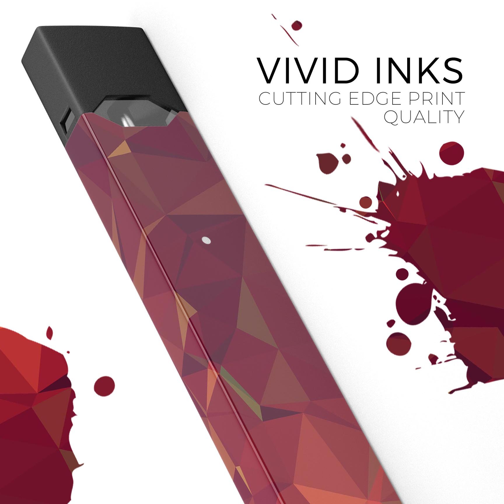 Red Geometric V2 premium decal skin-wrap sticker designed for JUUL vaping device, showcasing vibrant geometric patterns.