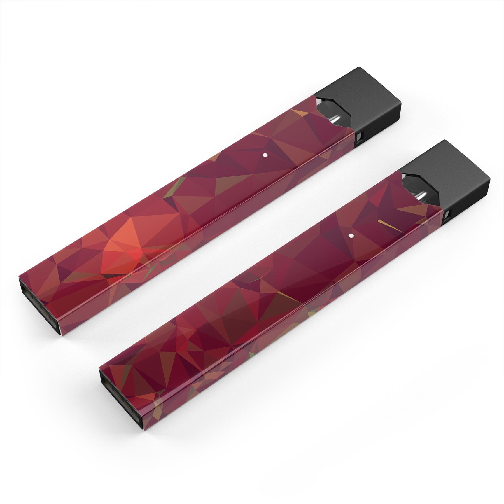 Red Geometric V2 premium decal skin-wrap sticker designed for JUUL vaping device, showcasing vibrant geometric patterns.