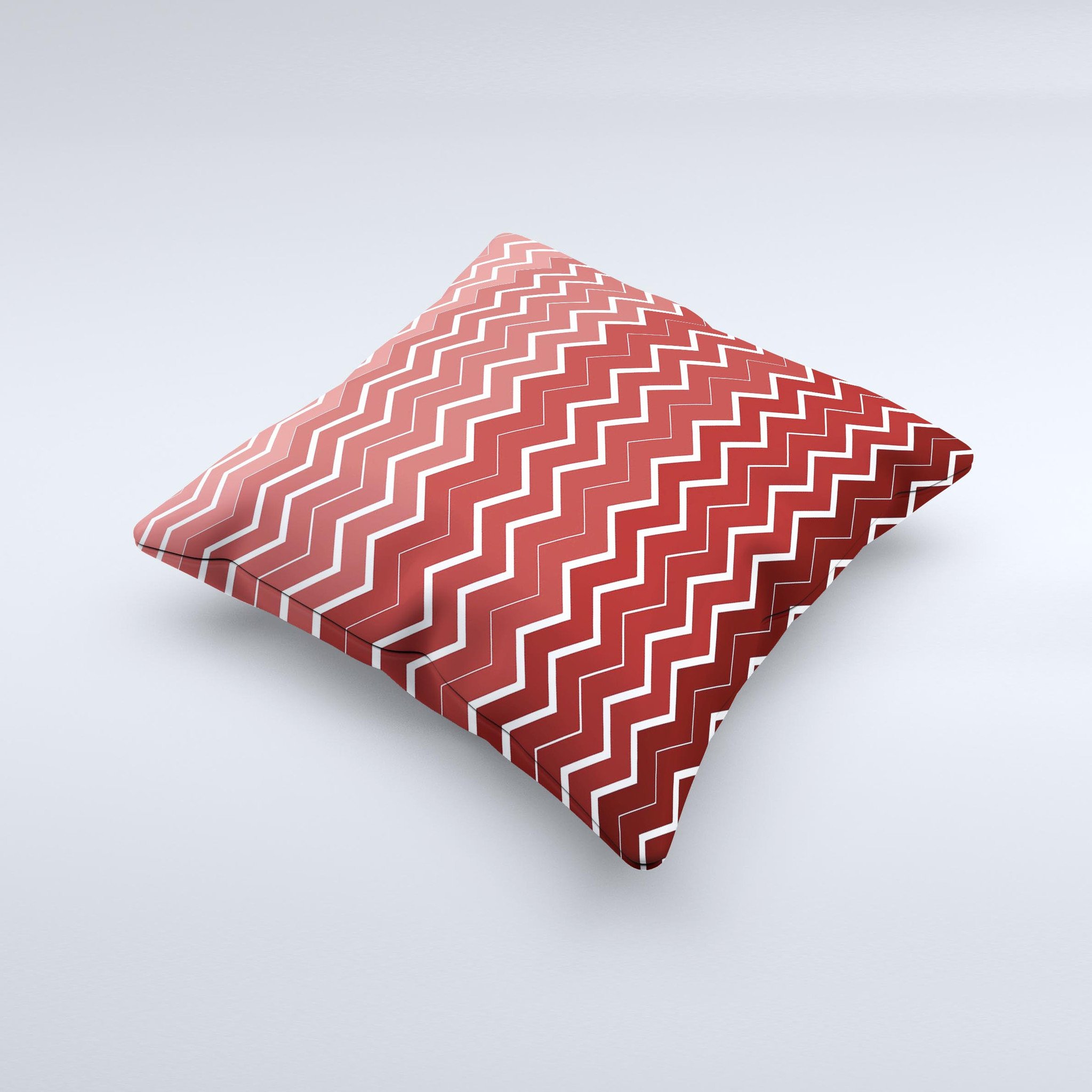 Red Gradient Layered Chevron Ink-Fuzed Decorative Throw Pillow showcasing vibrant colors and unique design, handcrafted in Virginia.