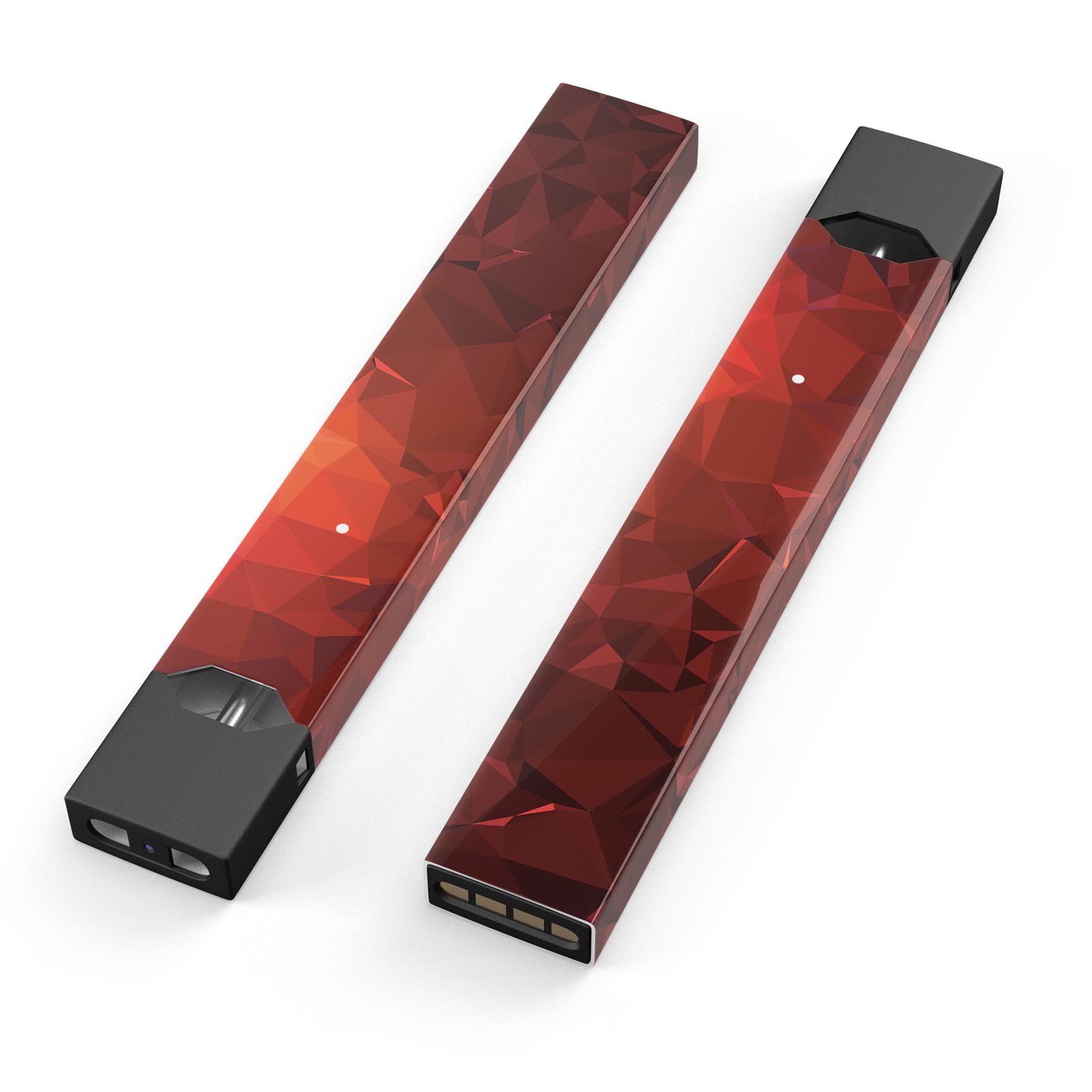 Red Orange Geometric V13 skin-wrap sticker designed for JUUL vaping device, showcasing vibrant geometric patterns.