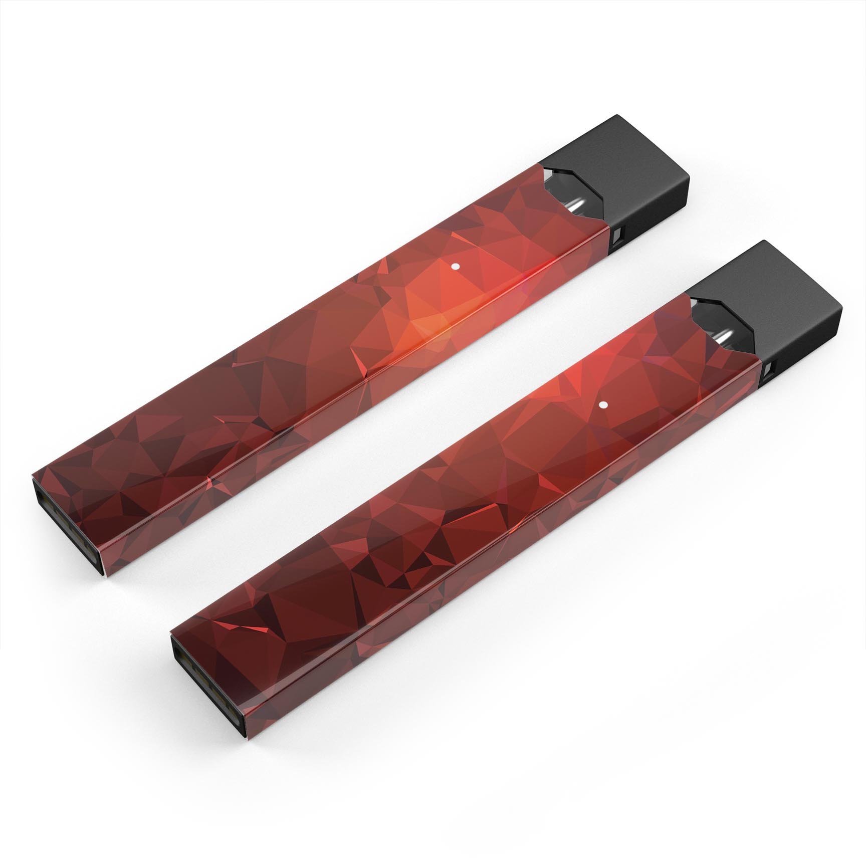 Red Orange Geometric V13 skin-wrap sticker designed for JUUL vaping device, showcasing vibrant geometric patterns.