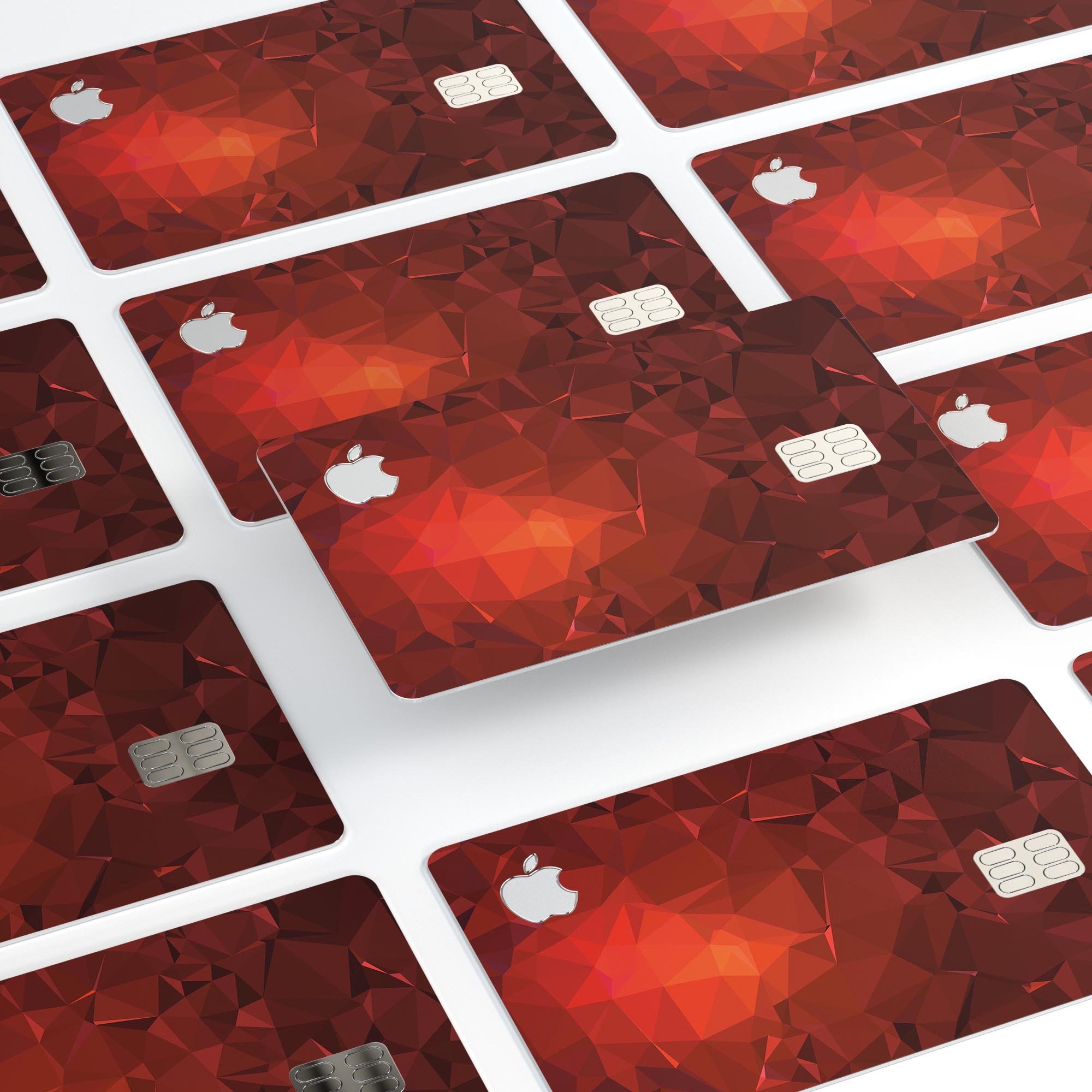 Red Orange Geometric V13 decal skin for Apple Card, showcasing vibrant geometric patterns and premium vinyl material.