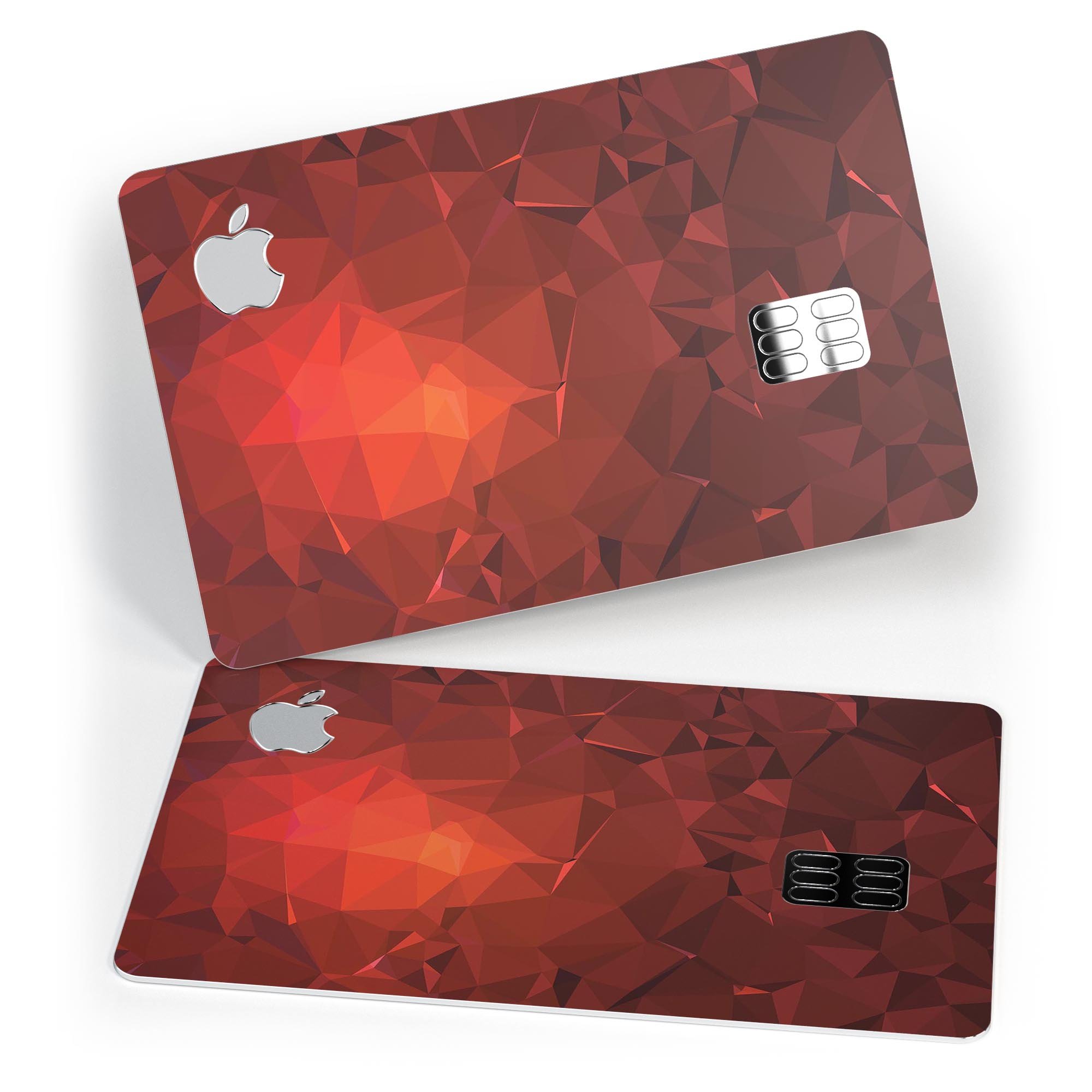 Red Orange Geometric V13 decal skin for Apple Card, showcasing vibrant geometric patterns and premium vinyl material.