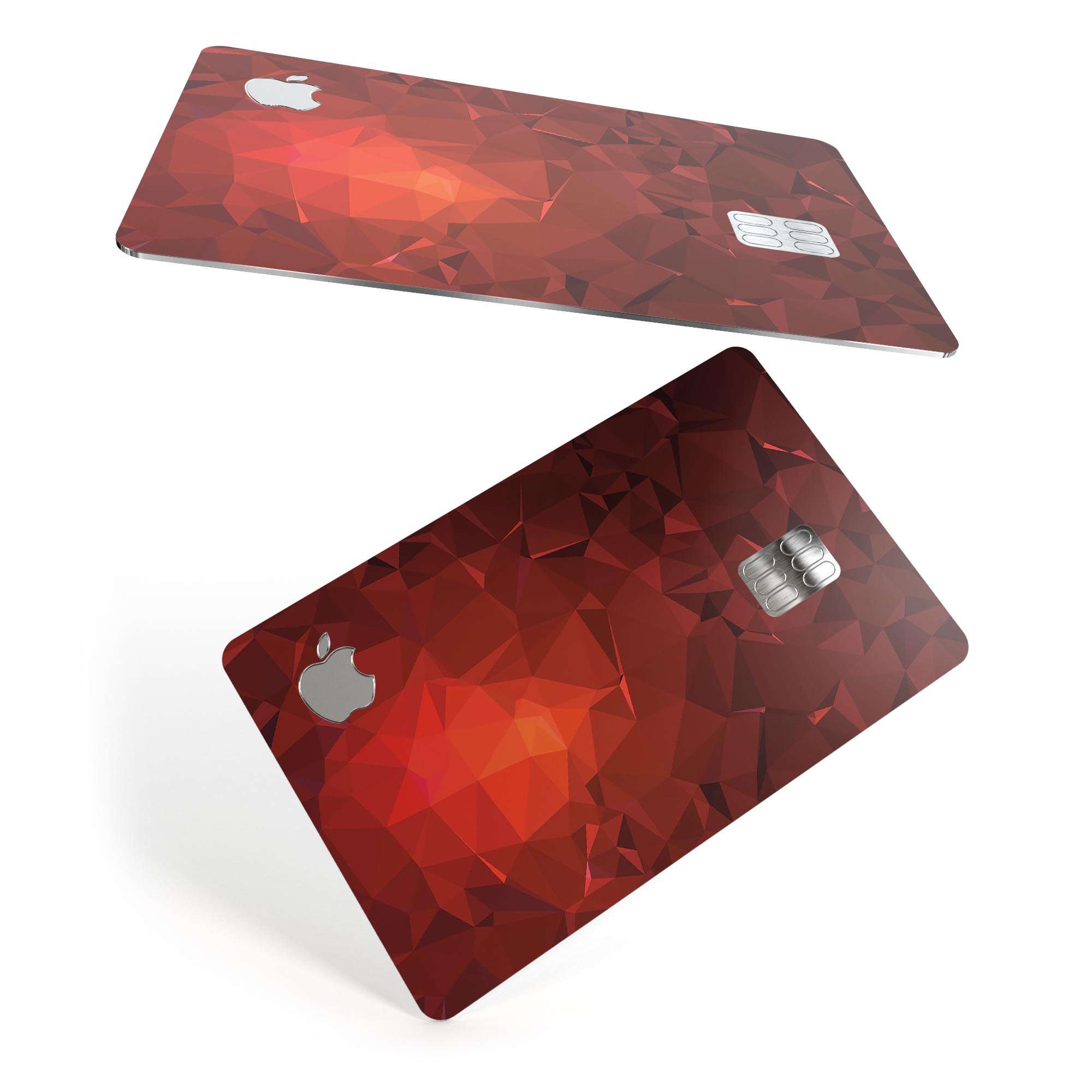 Red Orange Geometric V13 decal skin for Apple Card, showcasing vibrant geometric patterns and premium vinyl material.