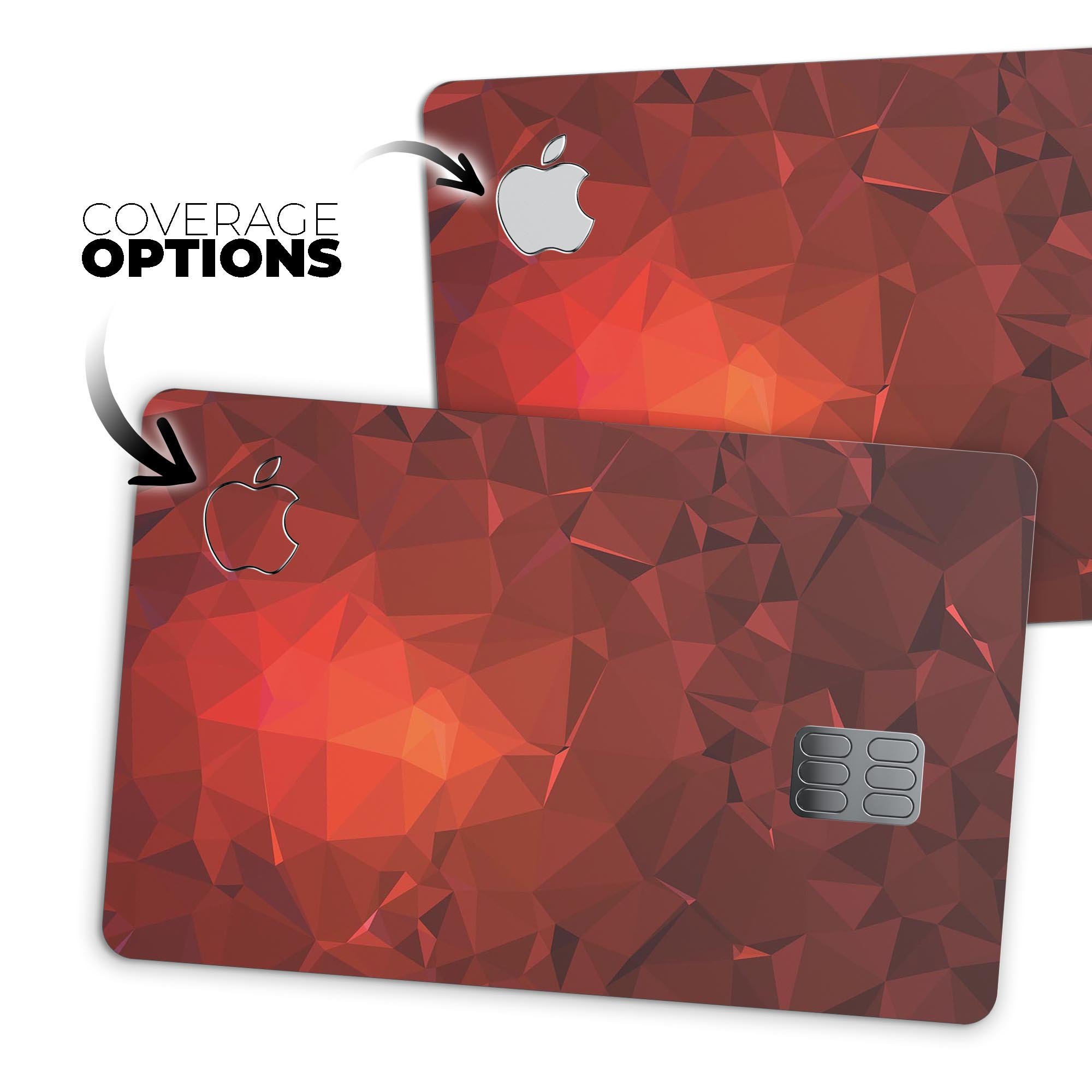 Red Orange Geometric V13 decal skin for Apple Card, showcasing vibrant geometric patterns and premium vinyl material.