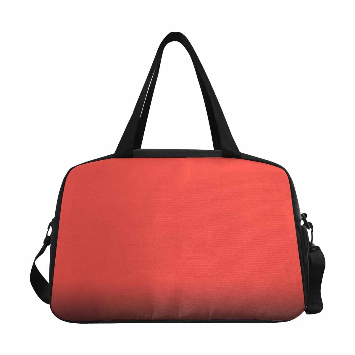 Red Orange Tote and Crossbody Travel Bag made from durable nylon, featuring spacious compartments and adjustable strap.