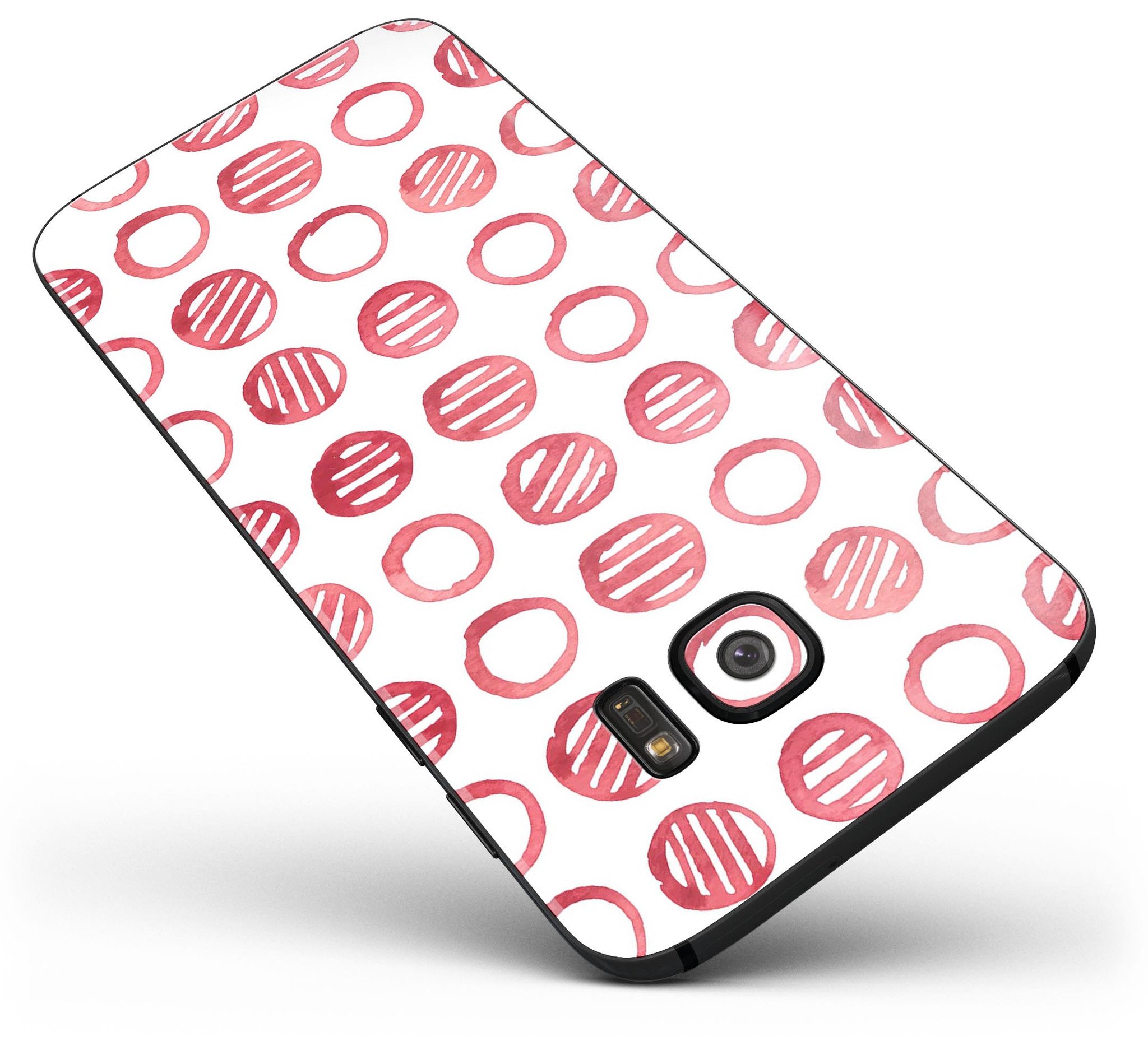 Red striped polka dots full body skin-kit for Samsung Galaxy S7, showcasing vibrant design and premium vinyl material.